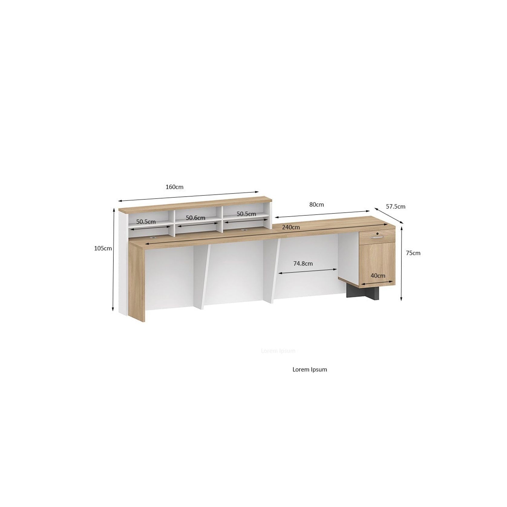 HELMER Reception Desk 2.4M Right Panel - Oak & White gallery detail image