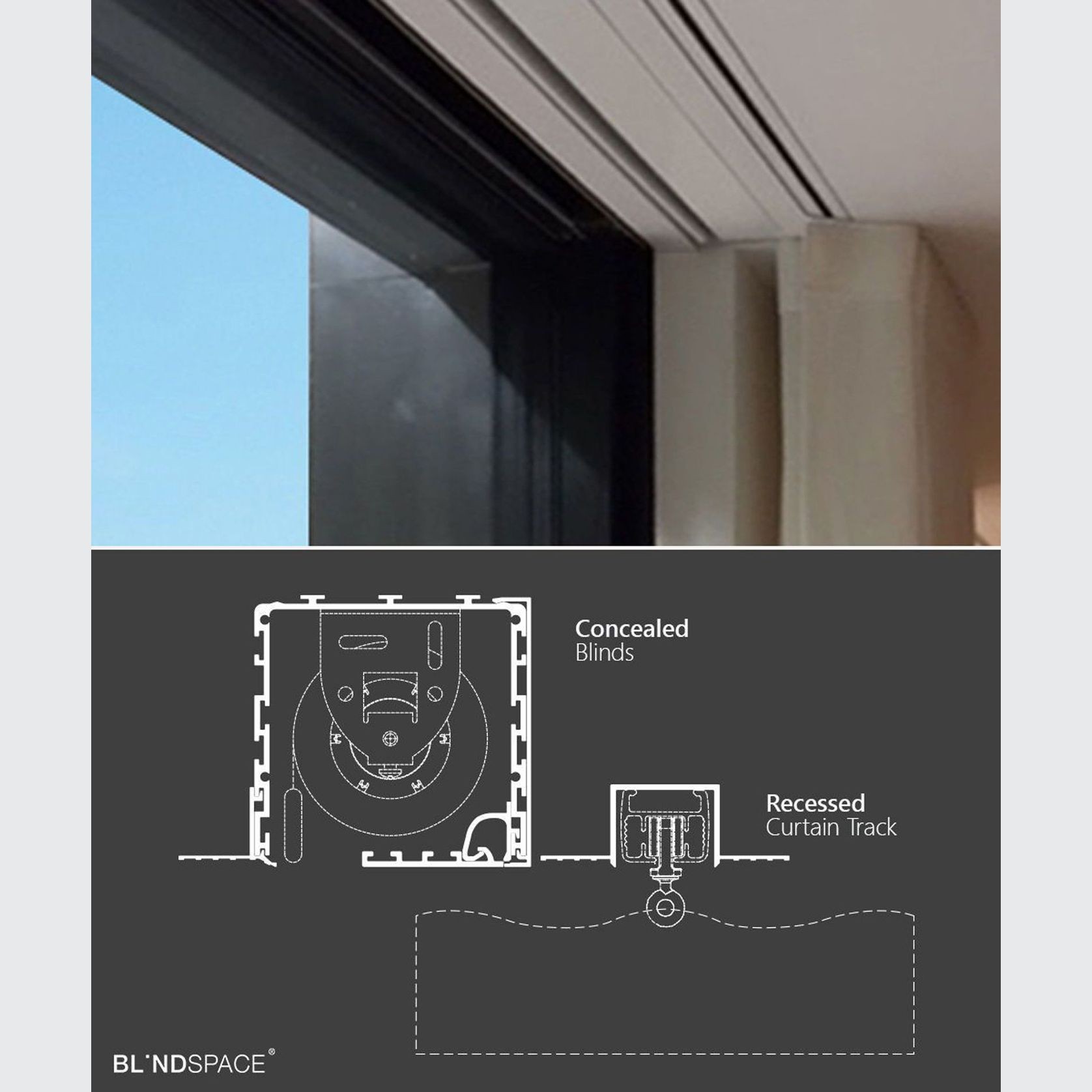 Plaster-in Recessed Curtain Tracks | Blindspace gallery detail image