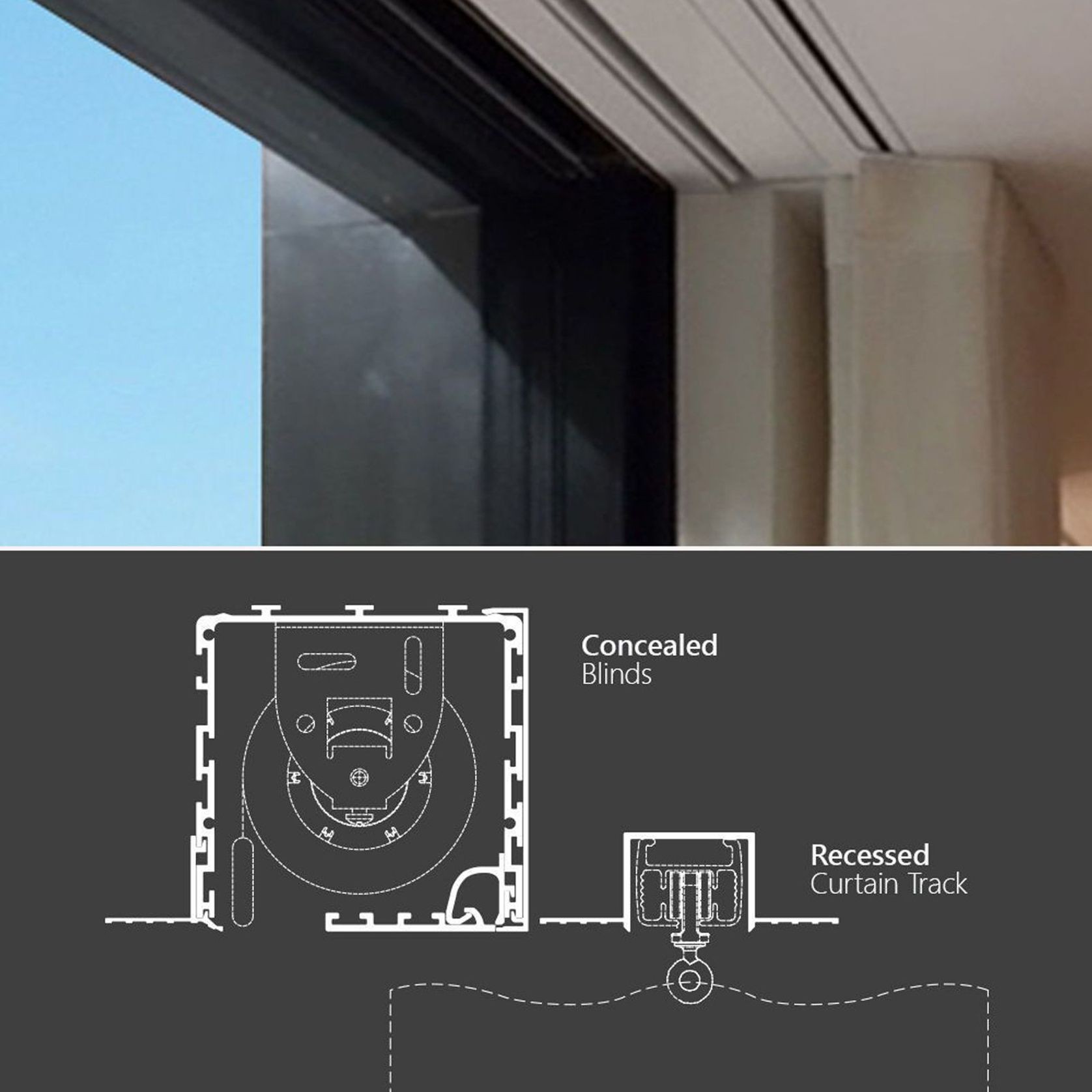 Plaster-in Recessed Curtain Tracks | Blindspace gallery detail image