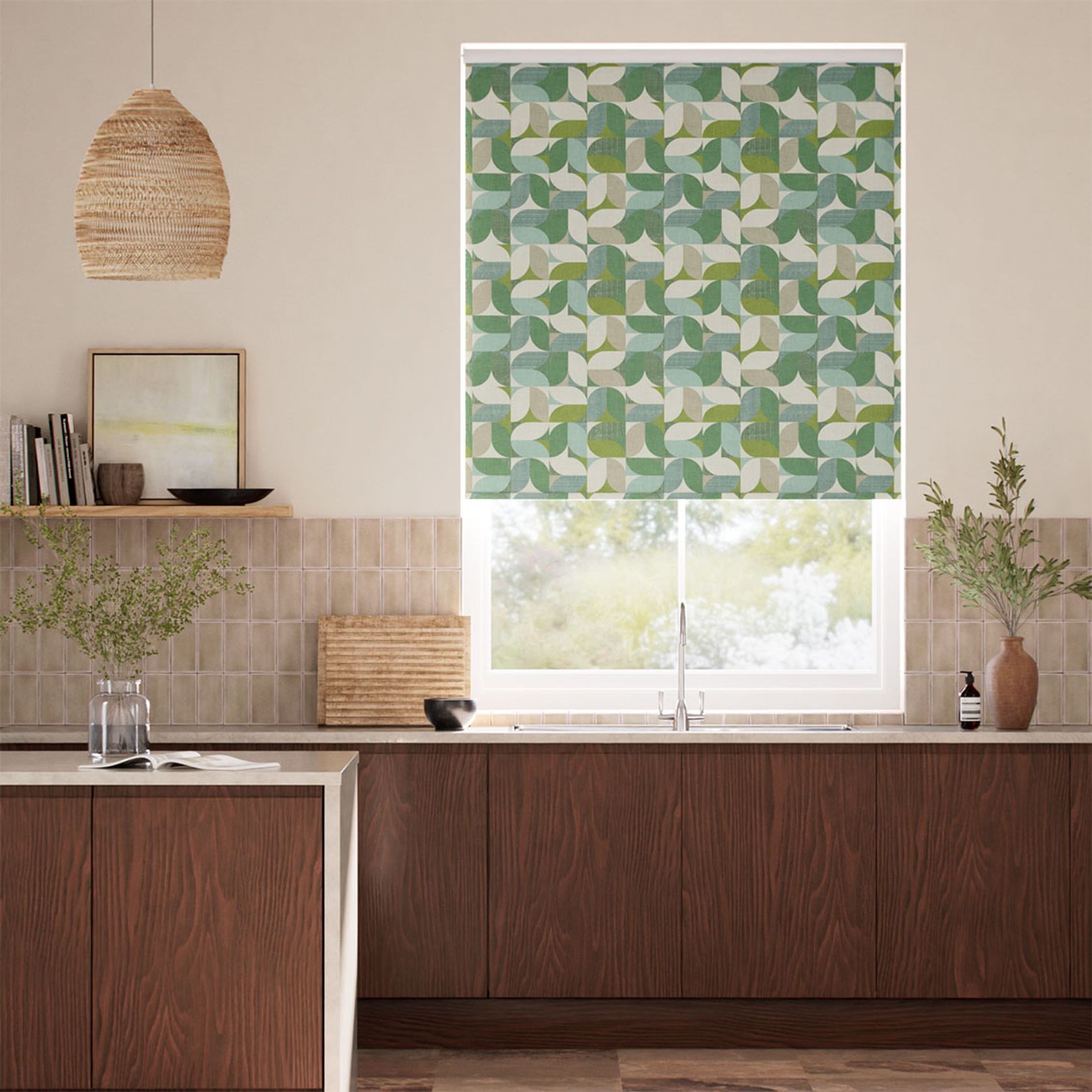Clarke & Clarke Reno Teal Green | Roller Blinds gallery detail image
