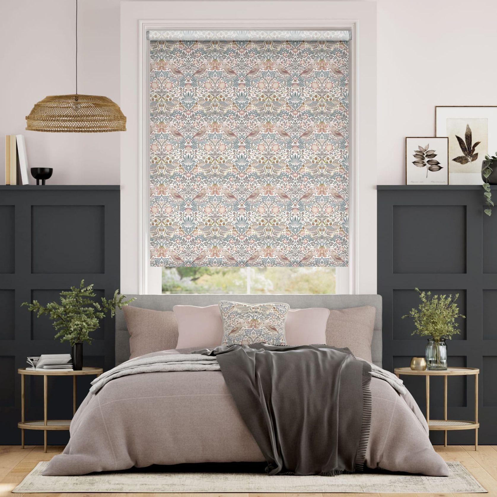 William Morris Strawberry Thief Rose | Roller Blinds gallery detail image