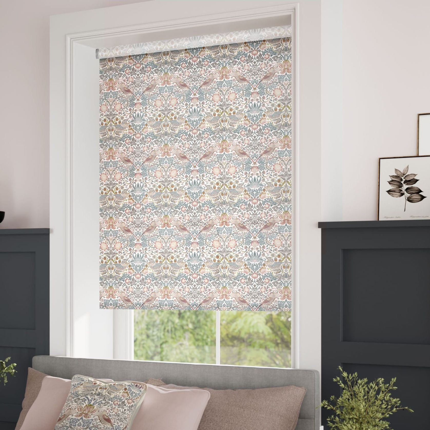 William Morris Strawberry Thief Rose | Roller Blinds gallery detail image