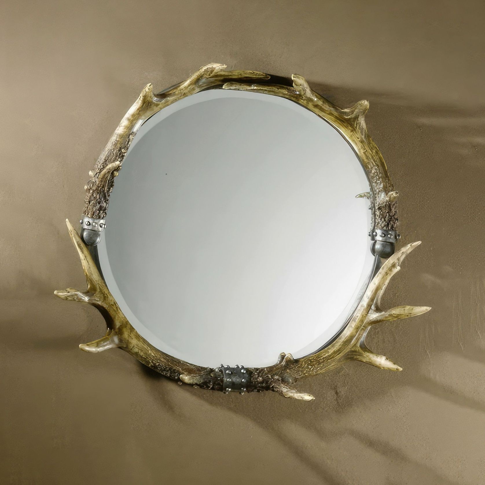 Round Stag Horn Mirror gallery detail image