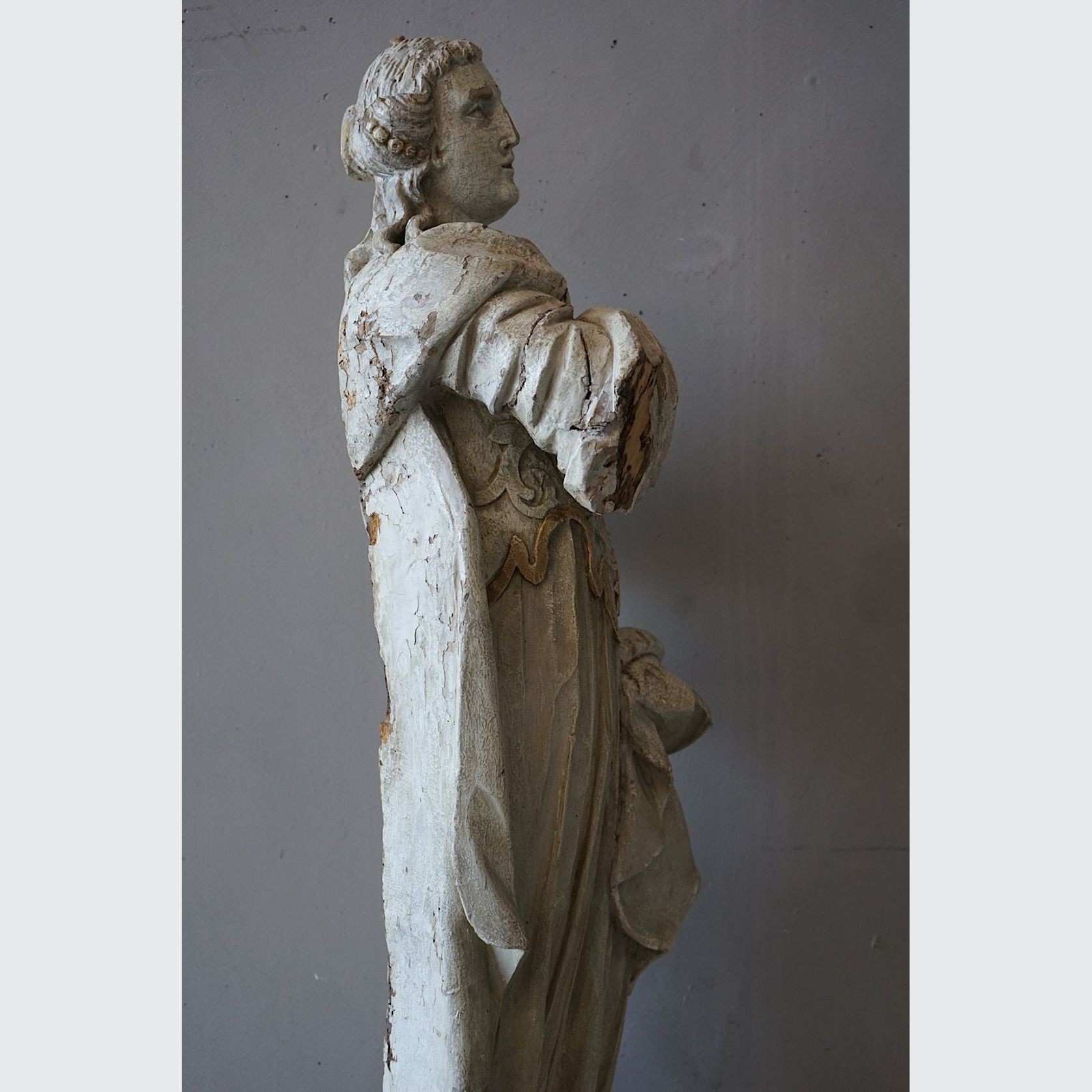 Antique French Carved Statue of a Saint gallery detail image