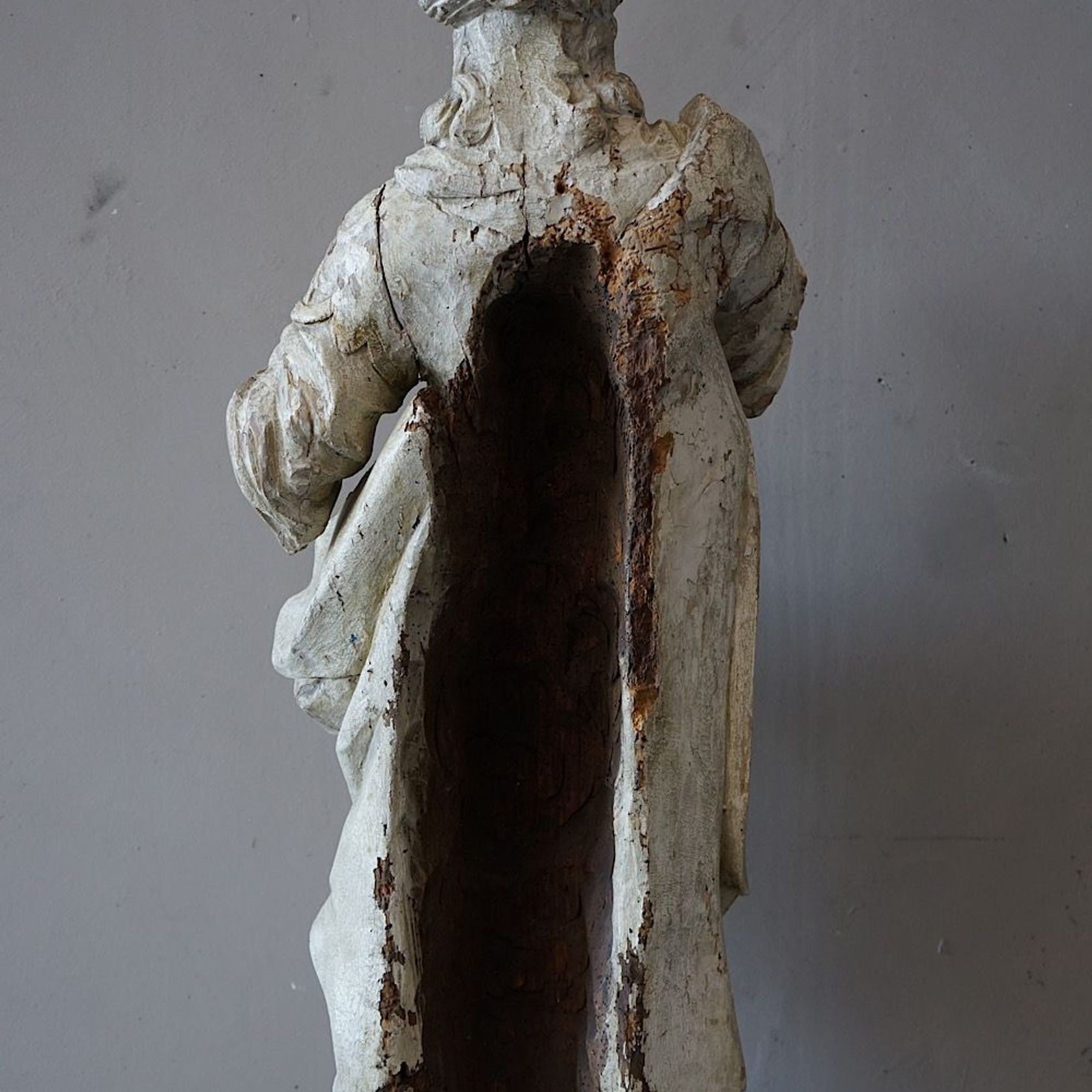 Antique French Carved Statue of a Saint gallery detail image