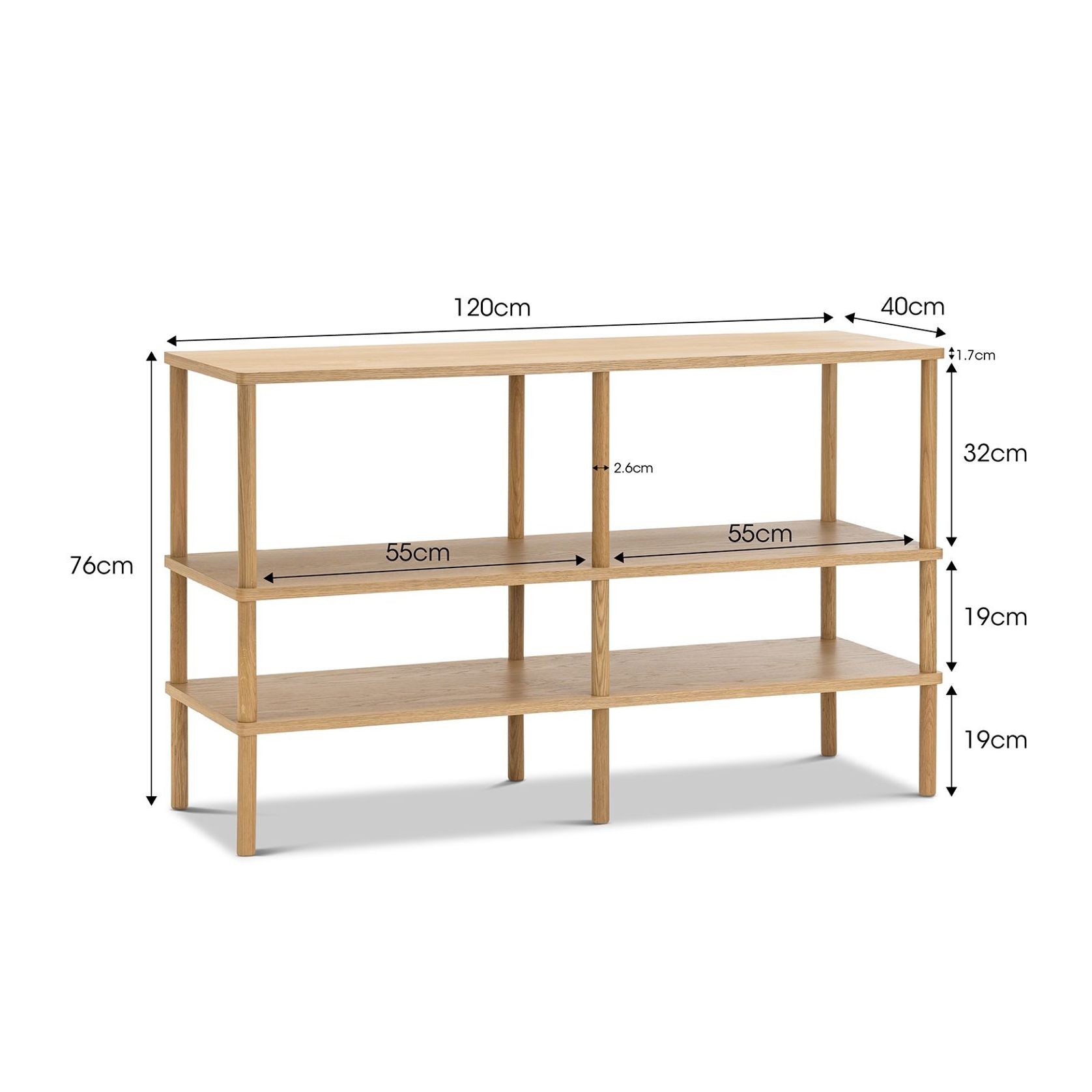 Rakie Wide Display Shelving Unit | Natural Oak gallery detail image