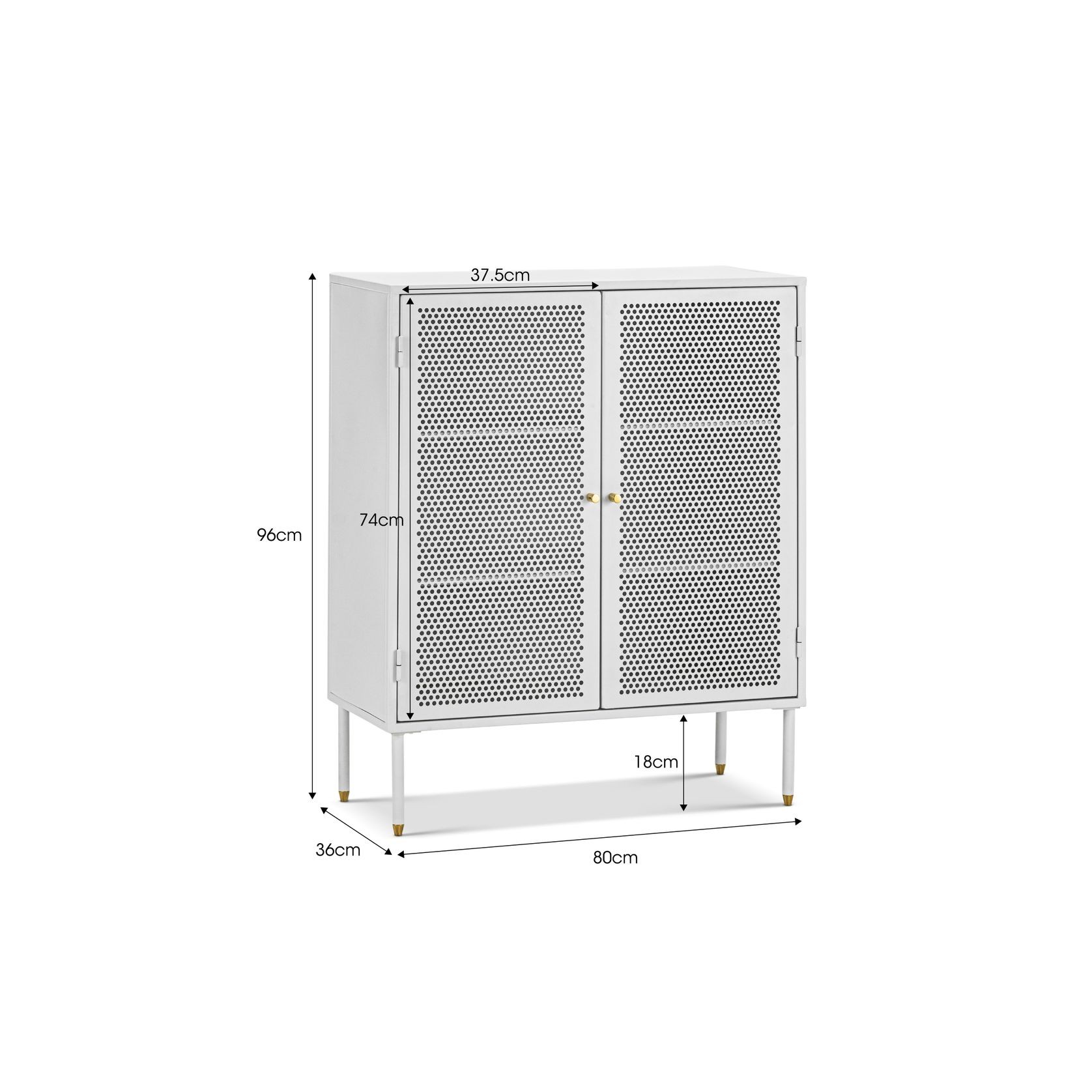 Mesh 2 Door Low Storage Cabinet | Matte White gallery detail image