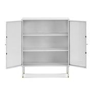 Mesh 2 Door Low Storage Cabinet | Matte White gallery detail image