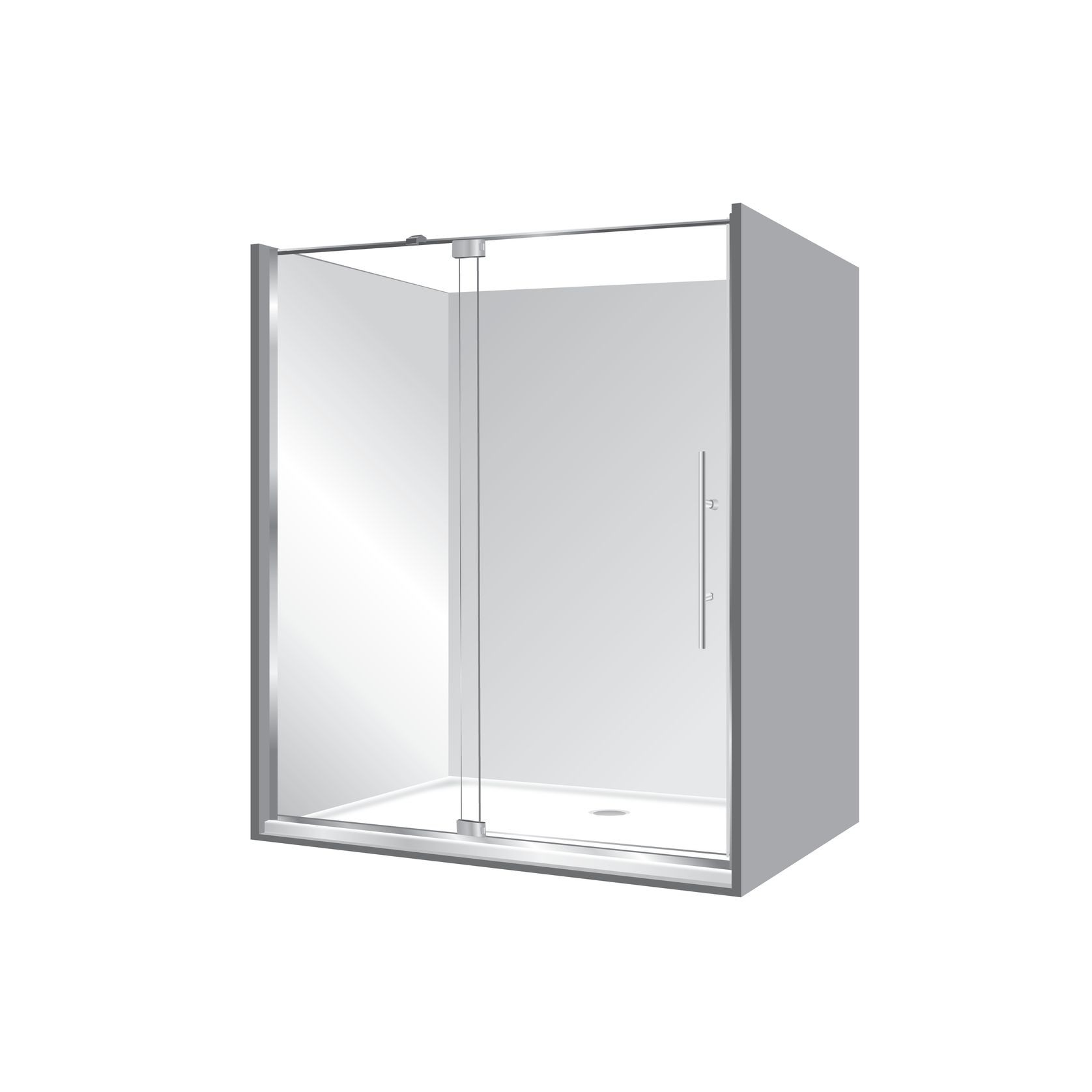 Adjustable Frameless Pivot Alcove 900x1800x900 gallery detail image