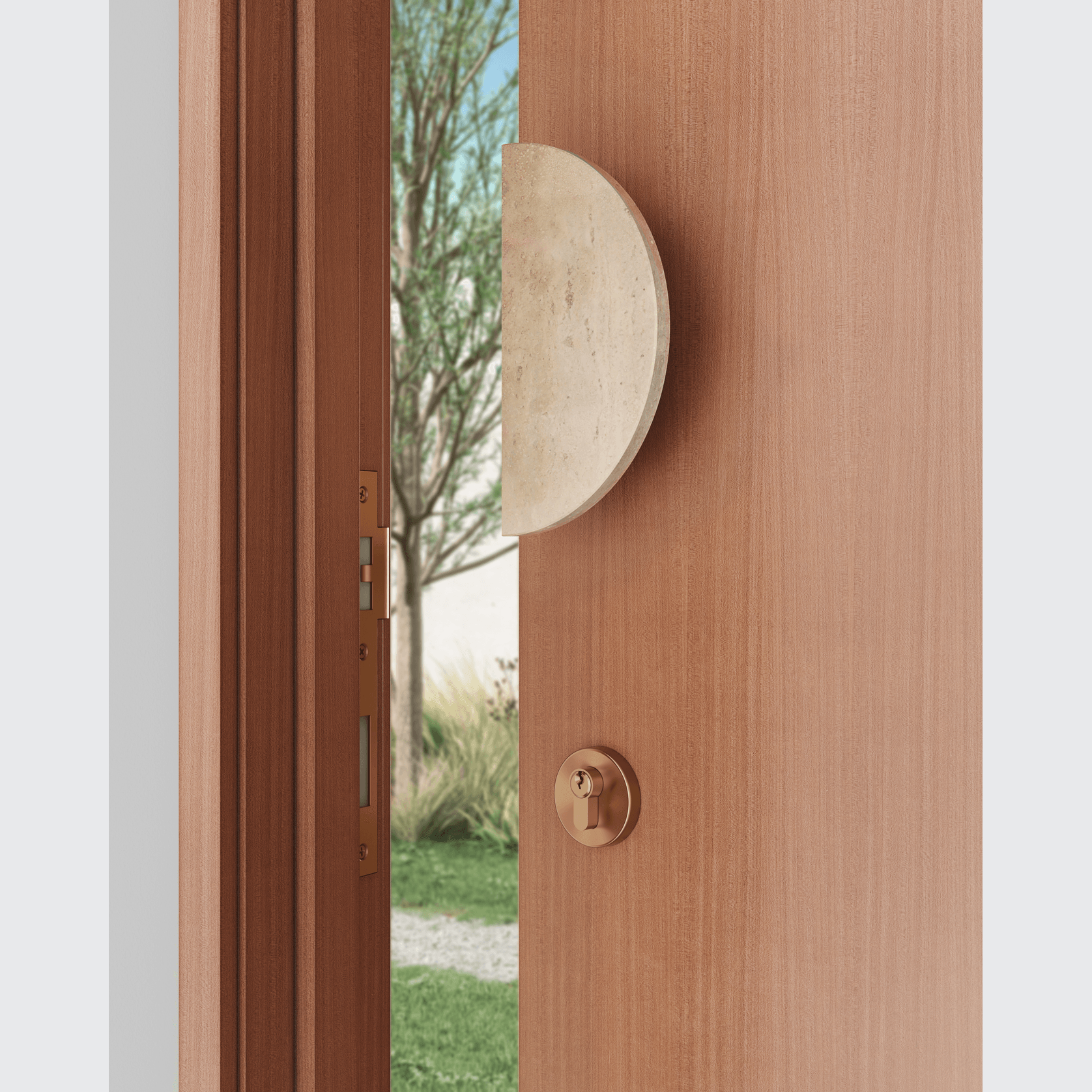 Travertine Half Moon Entry Door Pull (Single) gallery detail image