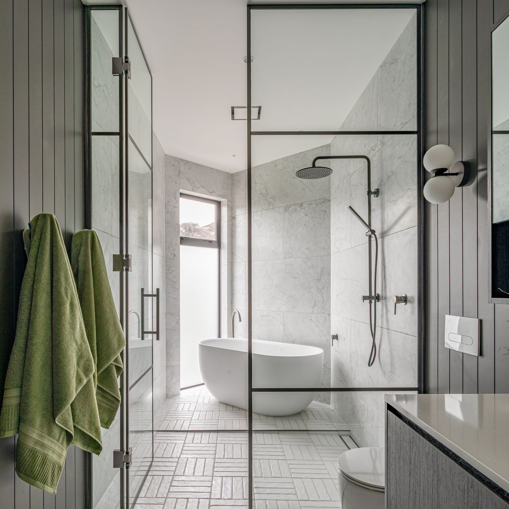 Finley Shower Rail Set - Brushed Gunmetal gallery detail image