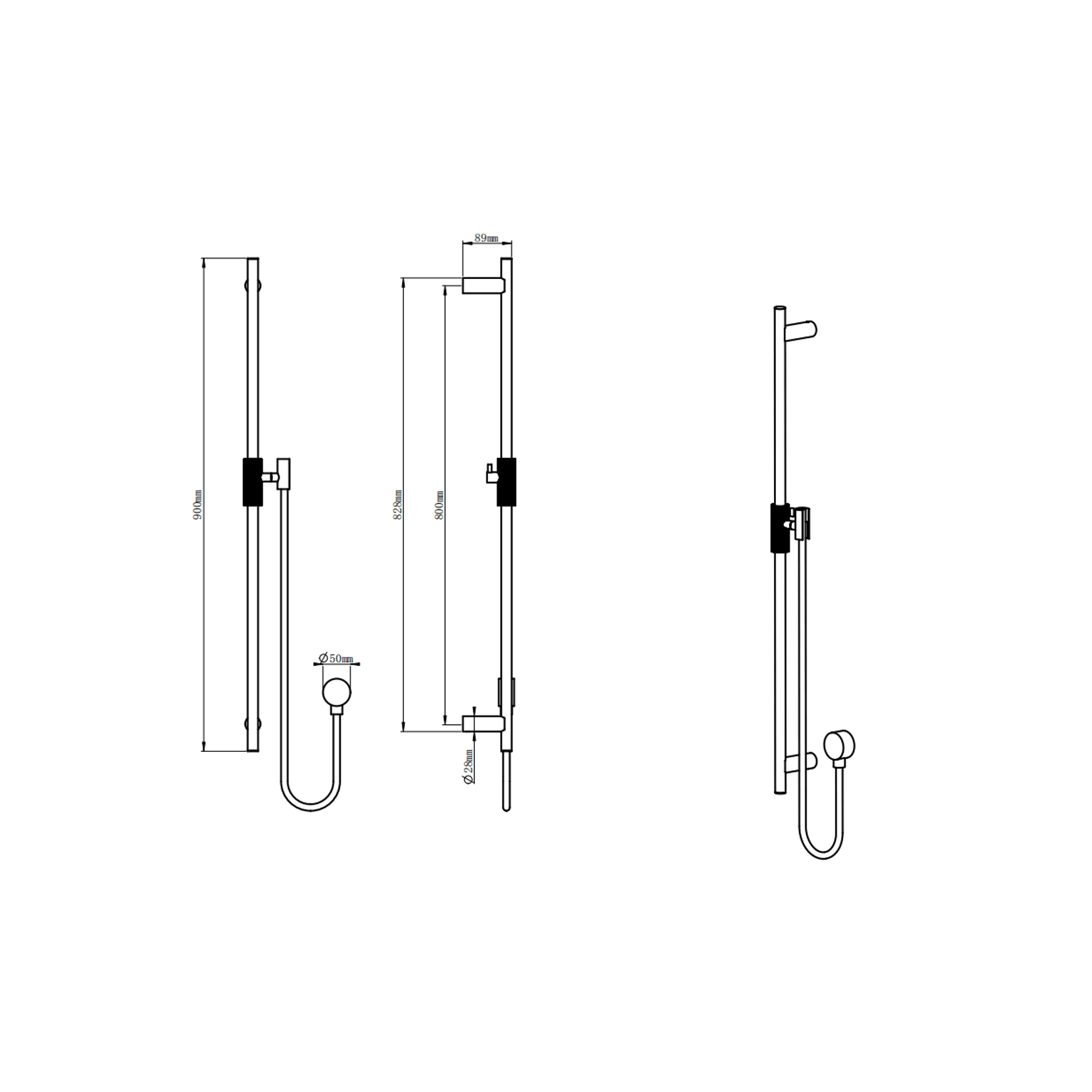 Caddence Shower Rail Gun Metal Grey gallery detail image