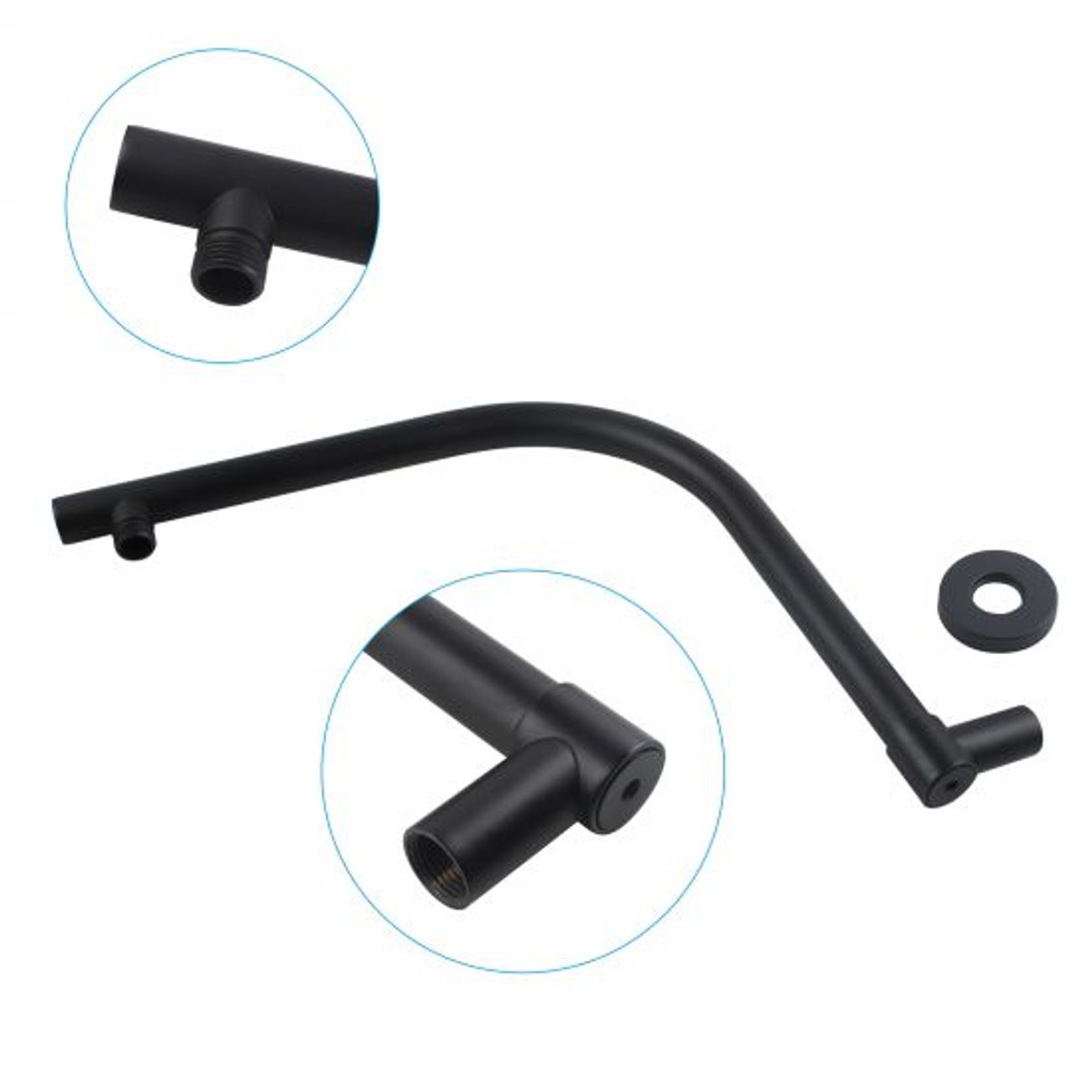 Gooseneck Square Shower Arm Matte Black gallery detail image