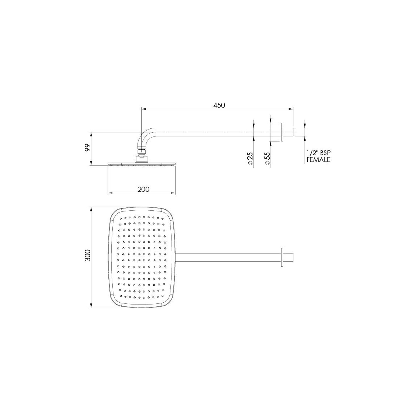 Axiss Rain Head Wall Mounted (450mm) ArchiPro AU