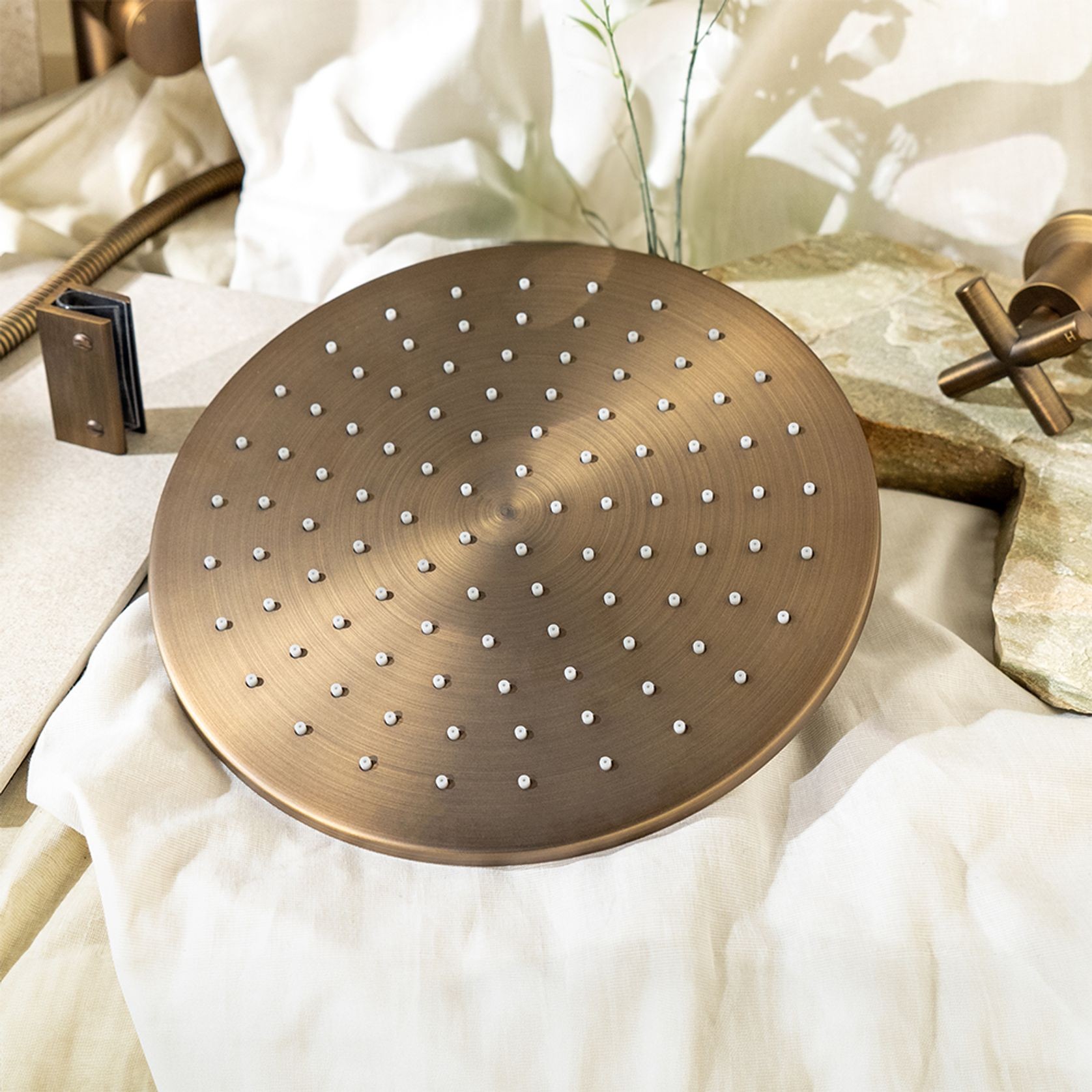 Mira 250mm Brushed Vintage Antique Brass Shower Head gallery detail image