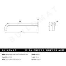 Mira Brushed Brass Gold Curved Shower Arm gallery detail image