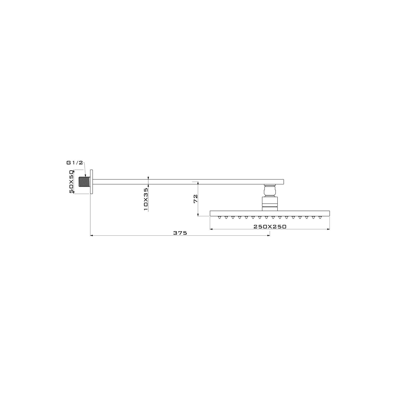 Cube Rain Shower with Wall Arm Brushed Nickel gallery detail image
