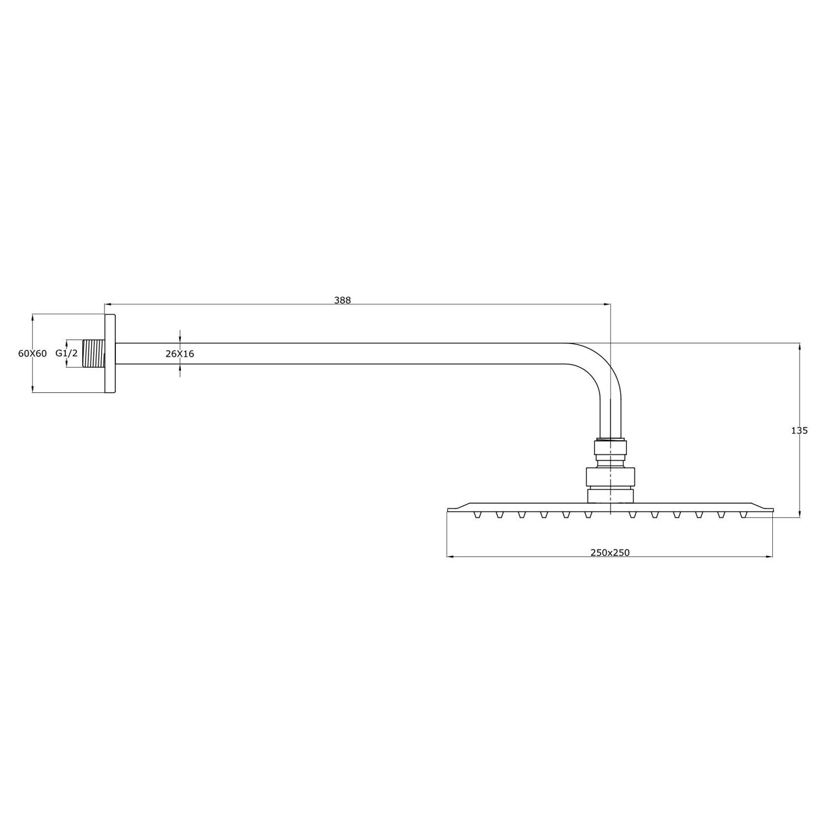 Flint Rain Shower with Wall Arm Gun Metal gallery detail image