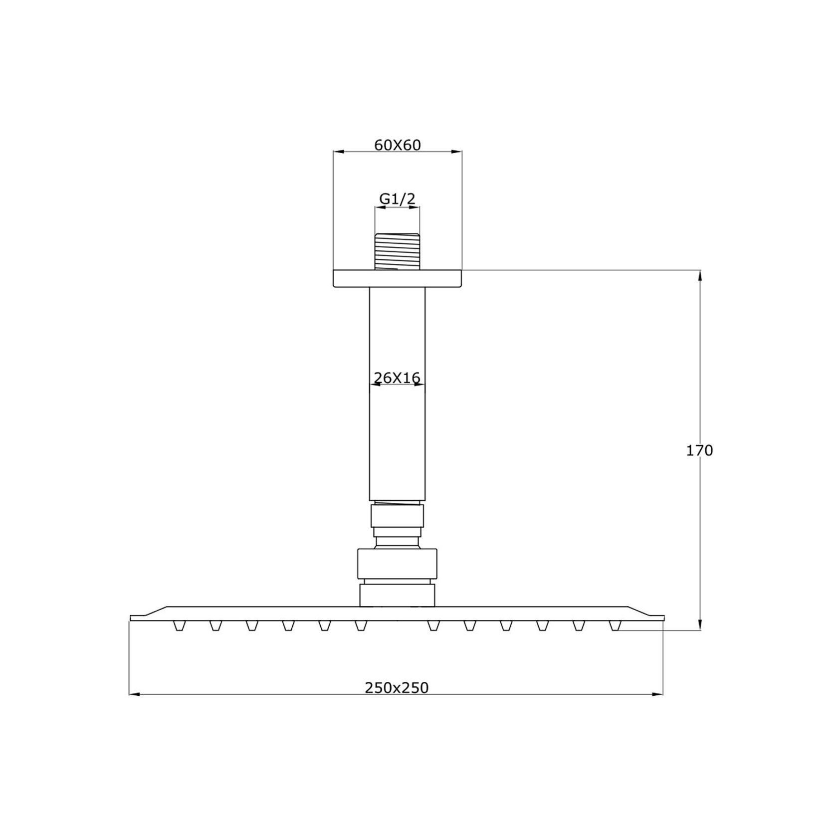 Flint Rain Shower with Ceiling Arm Gun Metal gallery detail image