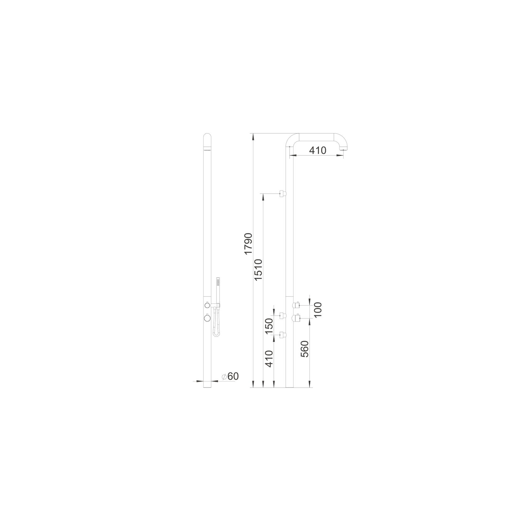 Pacific Outdoor Shower Tower Matte Black gallery detail image