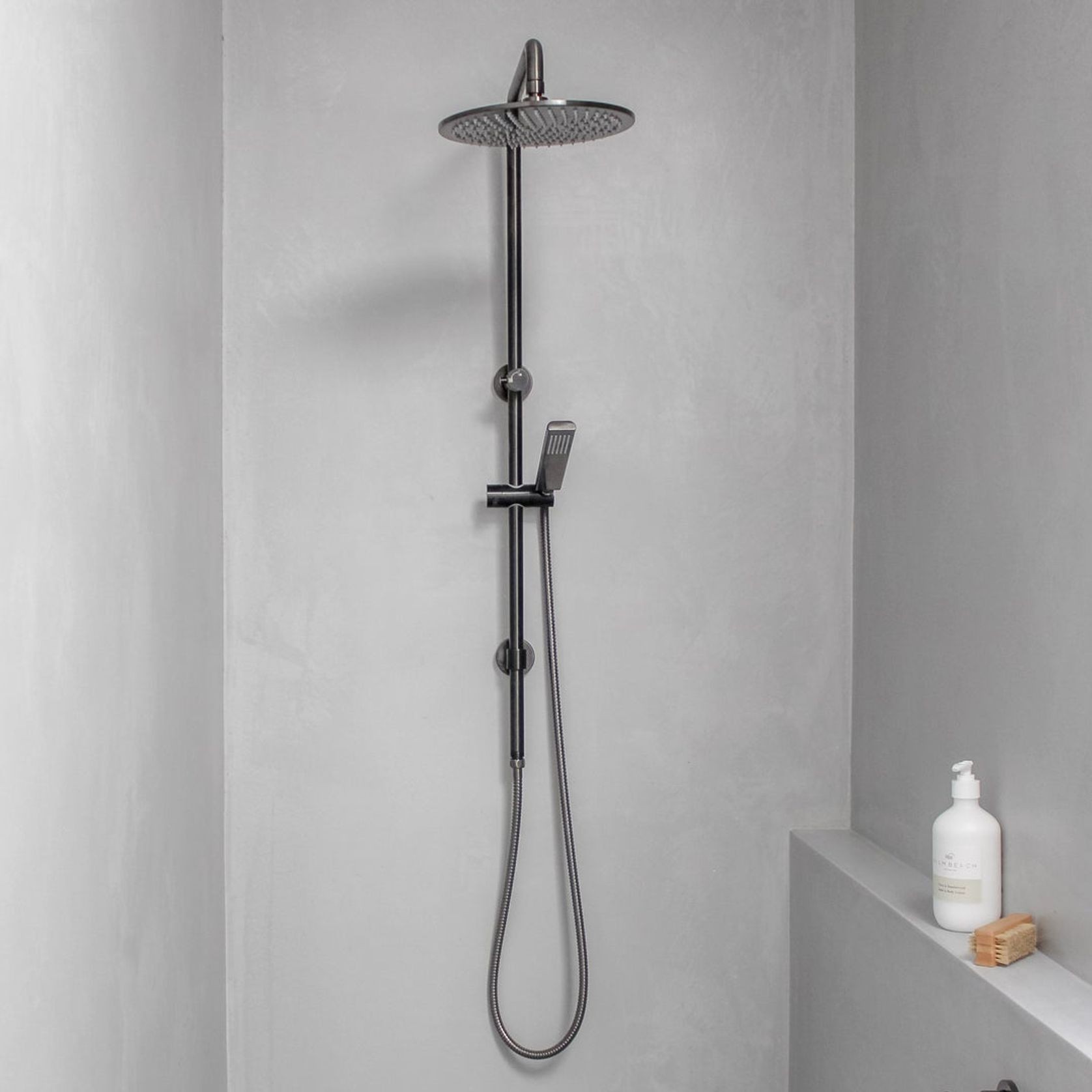 Finley Shower Rail Set - Brushed Gunmetal gallery detail image