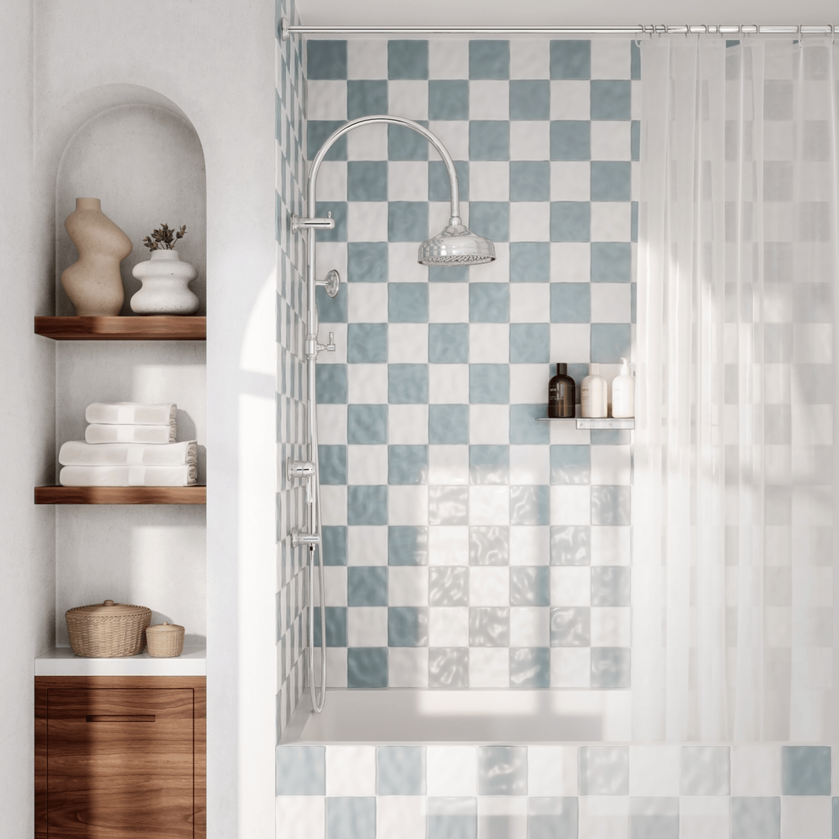 Kingsley Shower Rail Set | Chrome gallery detail image