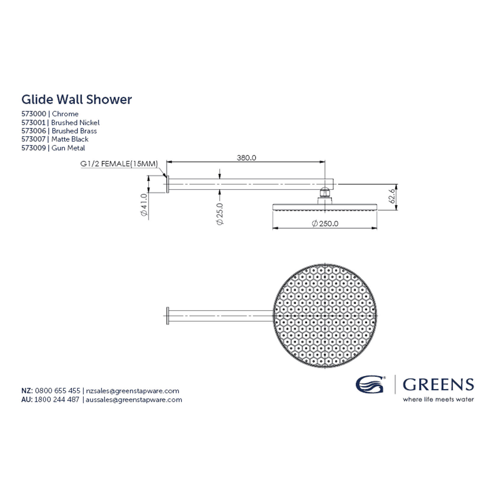 Glide RainBoost Wall Shower Head gallery detail image