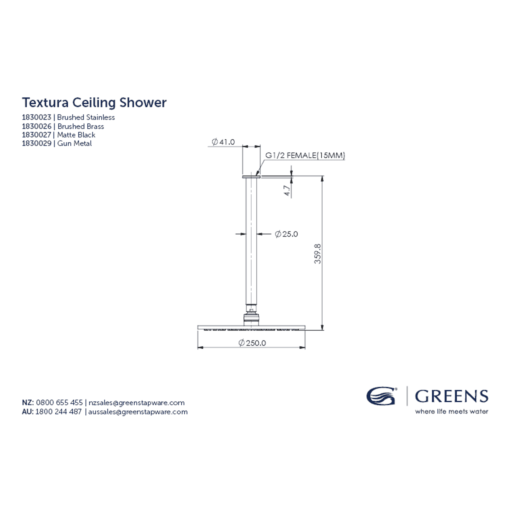 Textura | Gisele Ceiling Shower Head gallery detail image