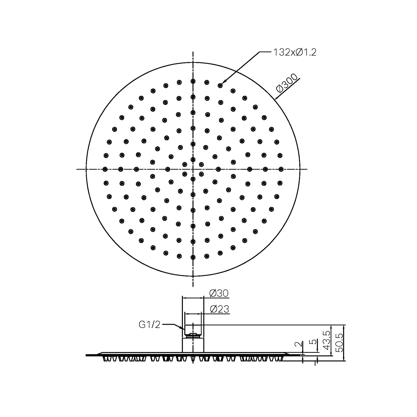 Zen SS316L 300mm Round Shower Head | Brushed Gold gallery detail image