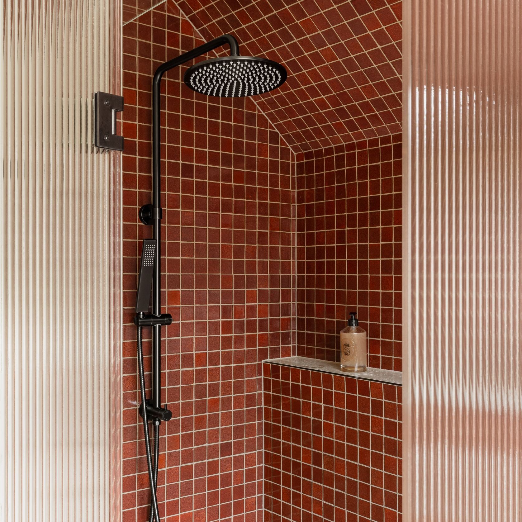 Finley Shower Rail Set - Brushed Gunmetal gallery detail image