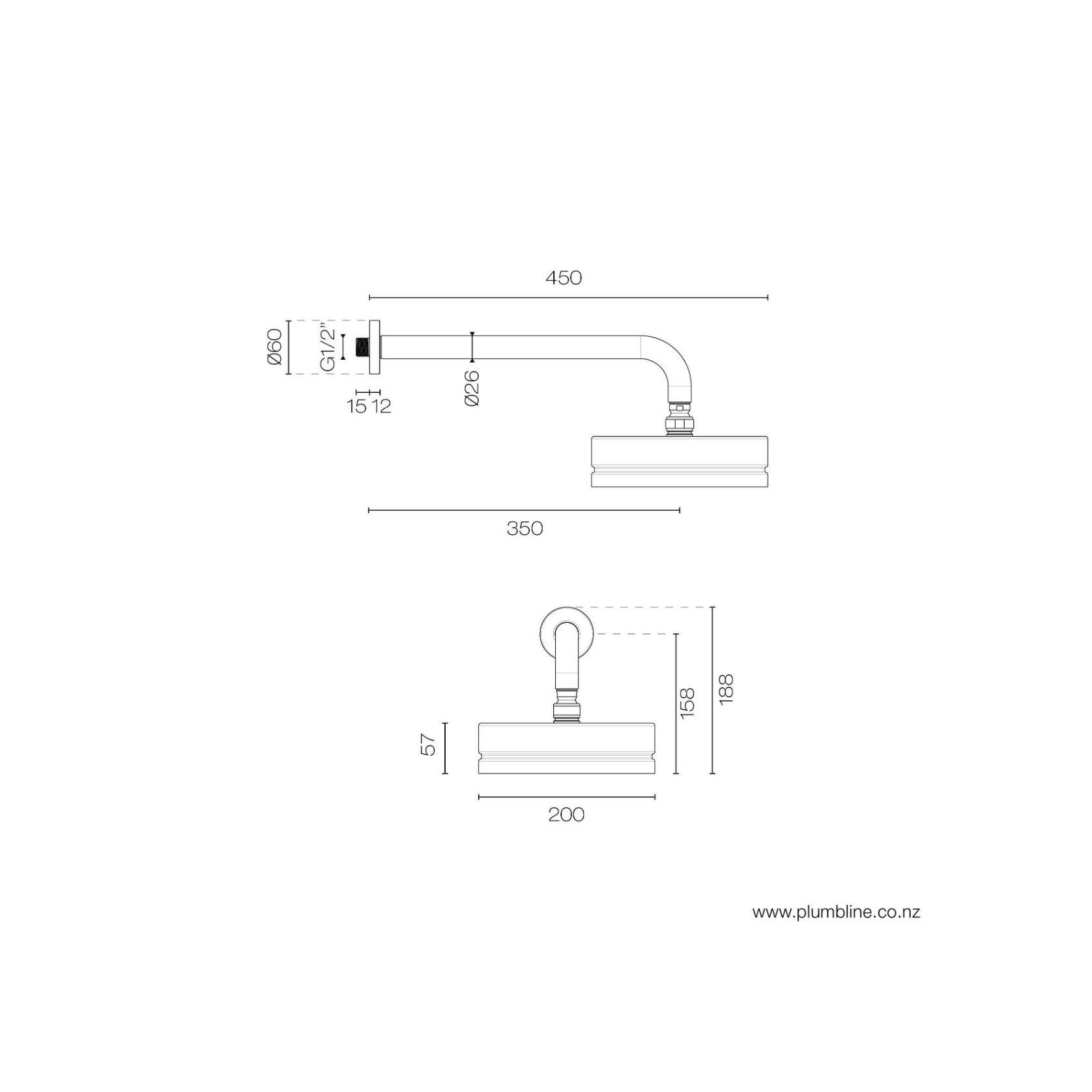 Arena 200mm Wall Mount Rainhead gallery detail image