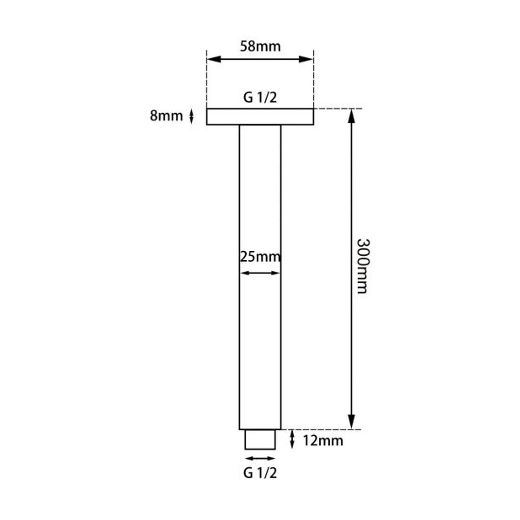 Square Shower Arm 300mm Matte Black gallery detail image