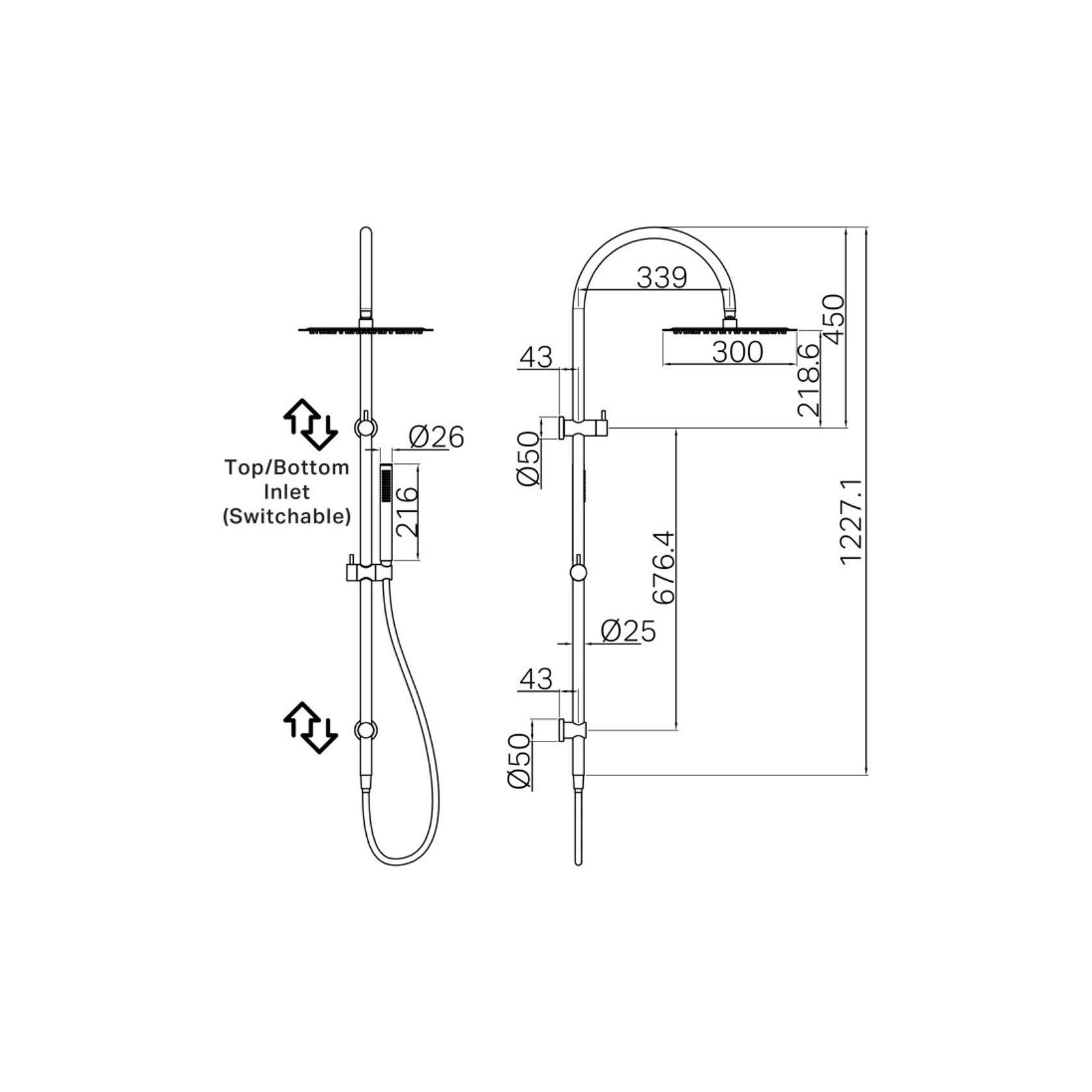 Zen SS316L Twin Shower | Brushed Gold gallery detail image