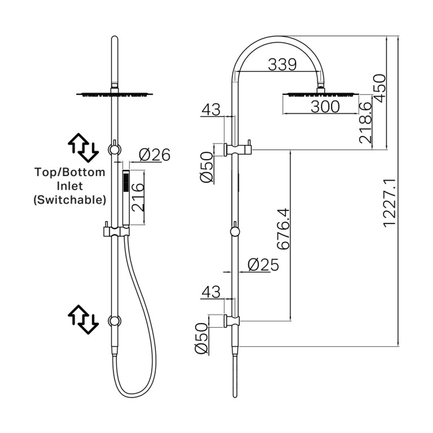 Zen SS316L Twin Shower Set | Graphite gallery detail image