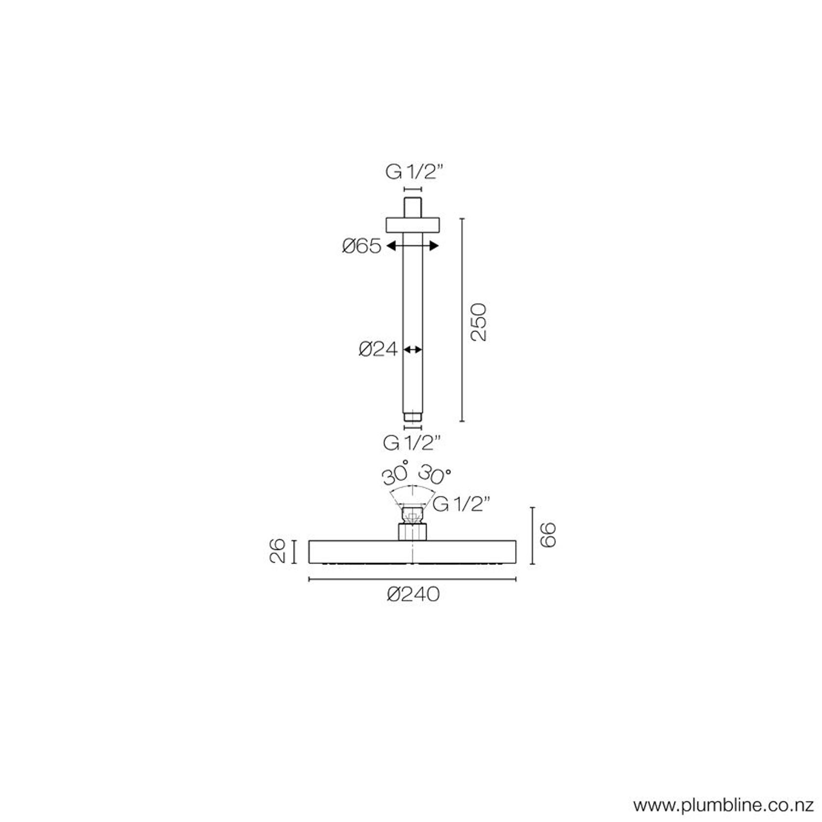 Fukasawa 240mm Ceiling Mount Rainhead gallery detail image