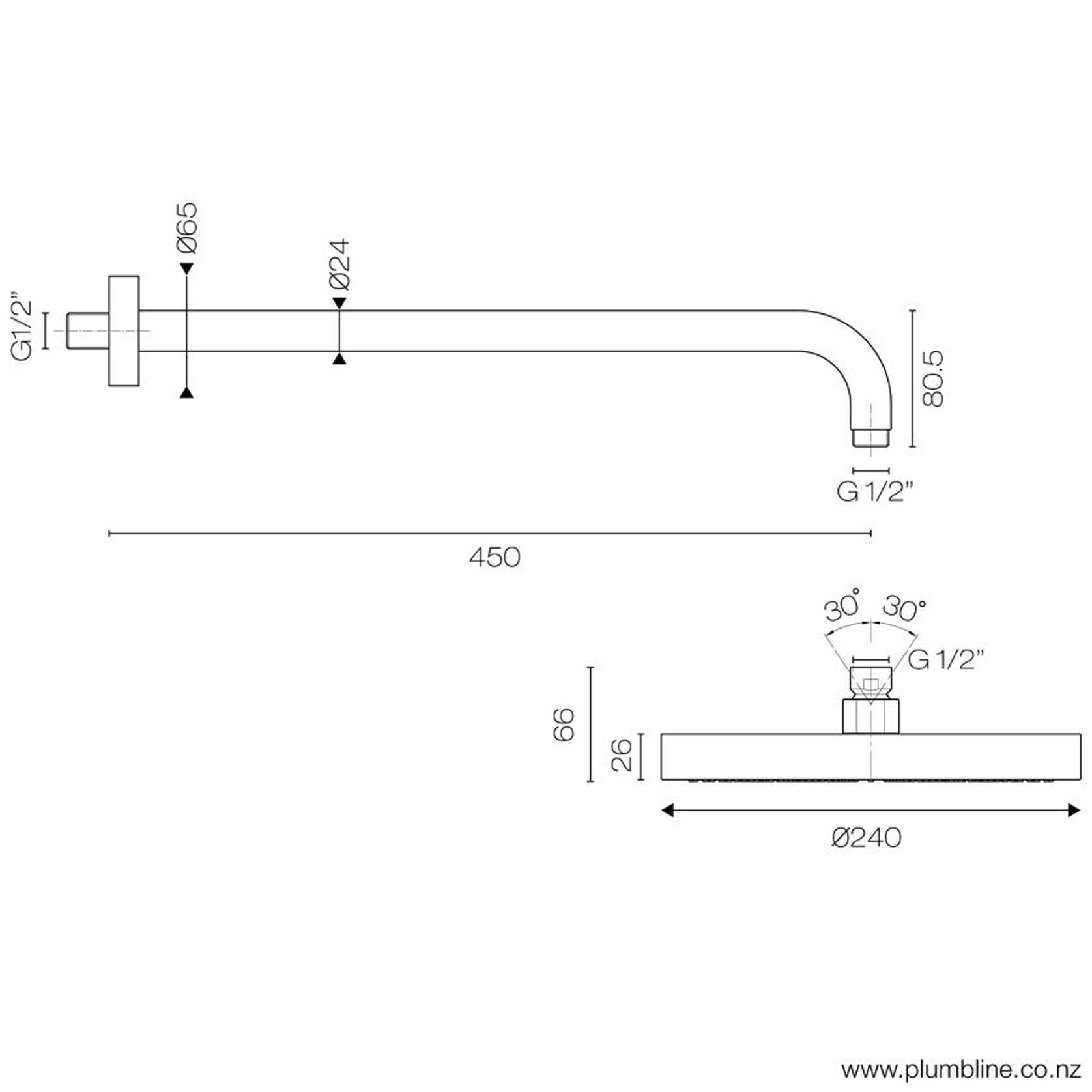 Fukasawa 240mm Wall Mount Rainhead gallery detail image