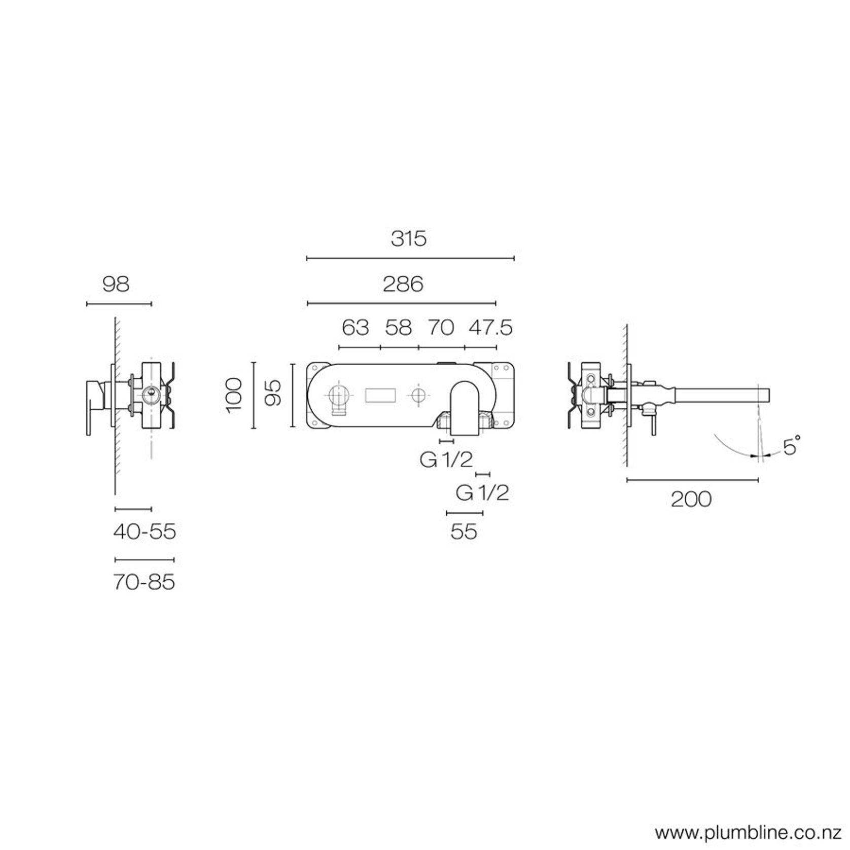 Mare Wall Mount Bath/Shower Set gallery detail image