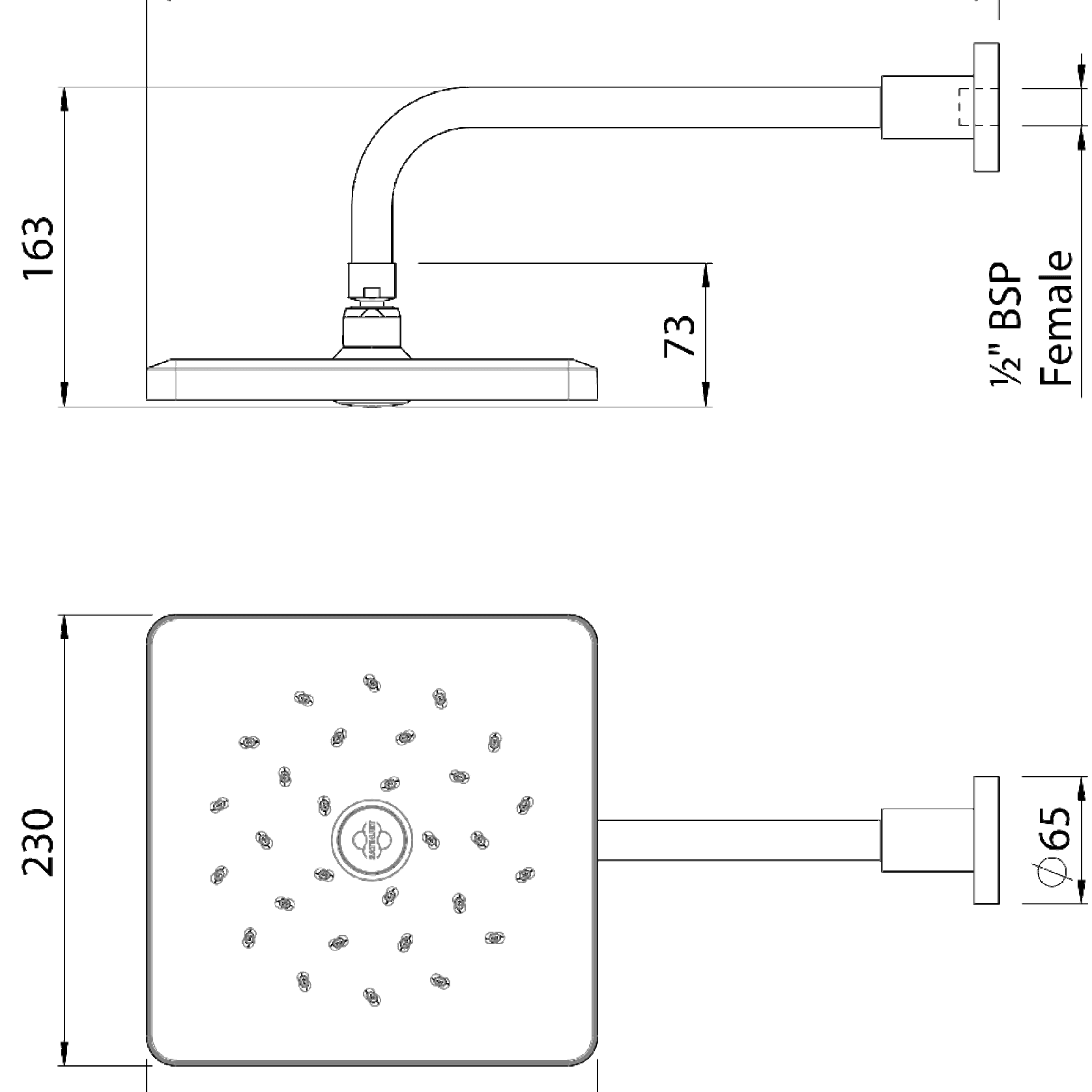 Satinjet Square Overhead Drencher Wall Mounted gallery detail image