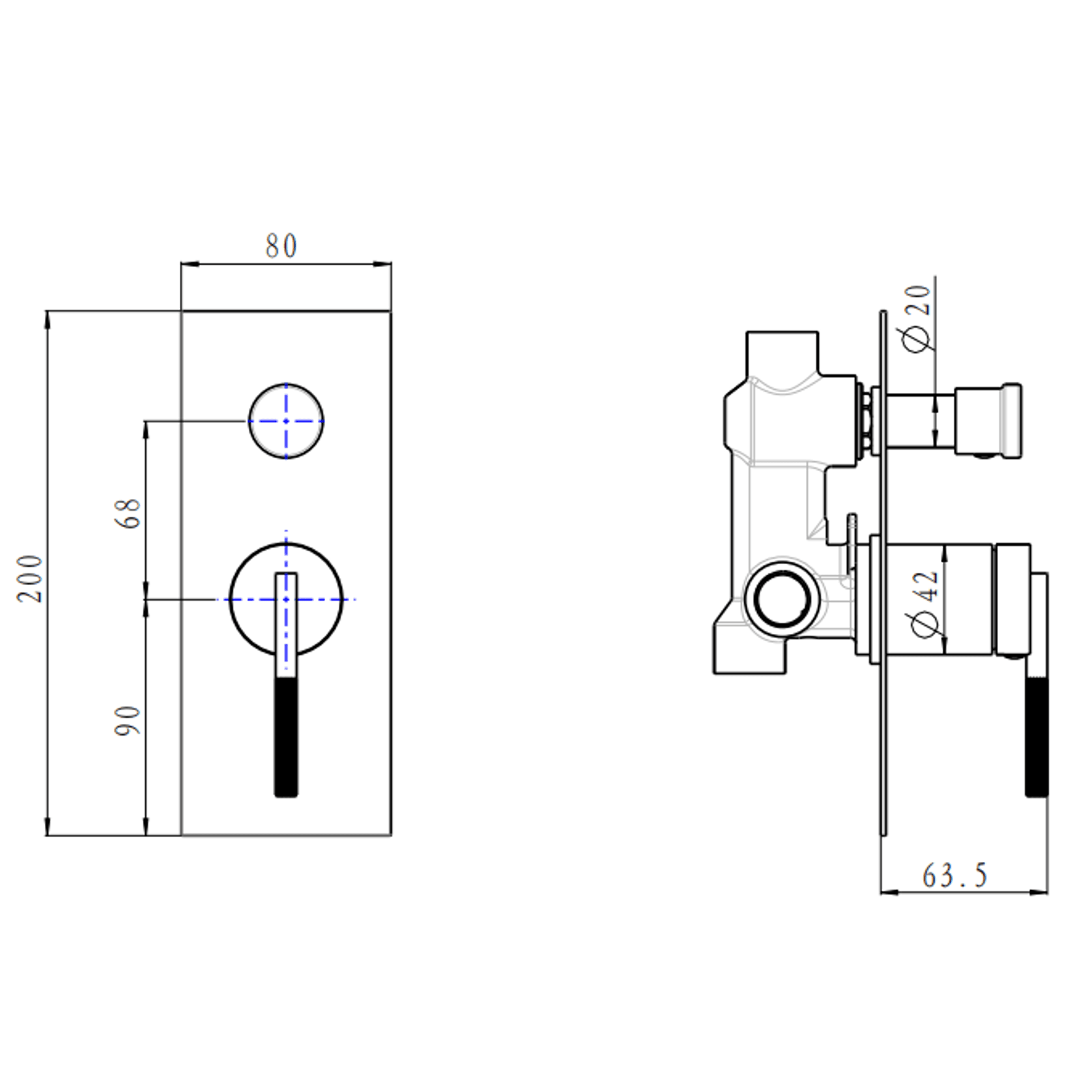 Caddence Wall Mixer with Diverter Gun Metal Grey gallery detail image