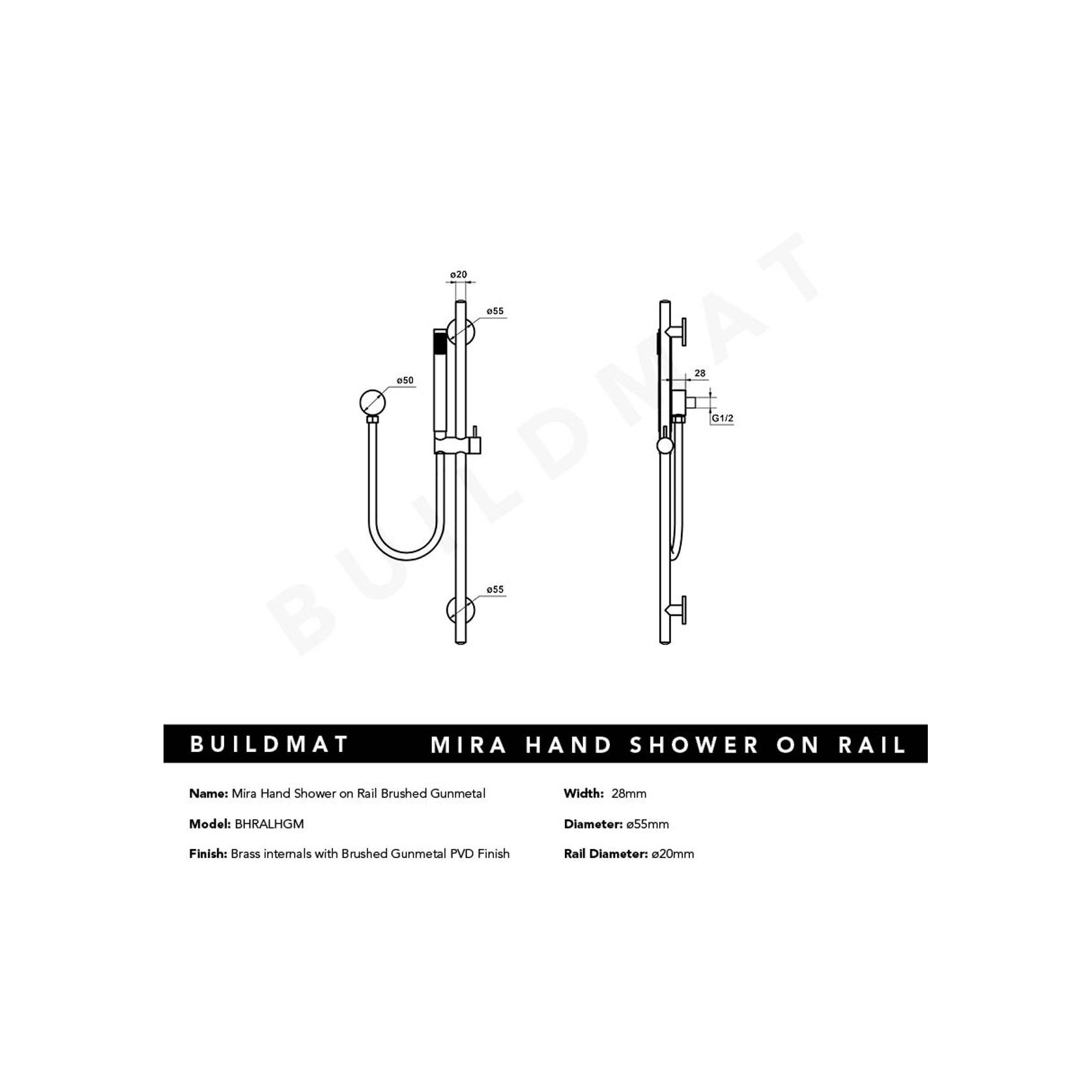 Mira Brushed Gunmetal Shower on Rail gallery detail image