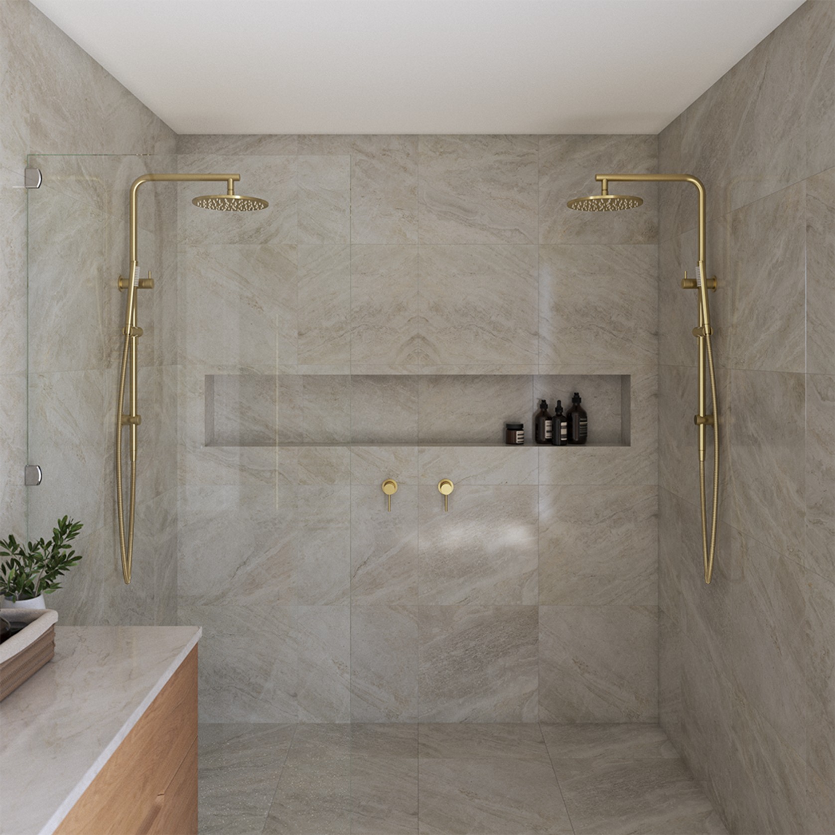 Mira Brushed Brass Gold Shower Rail Twin Set gallery detail image