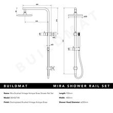 Mira Brushed Vintage Antique Brass Shower Rail Twin Set gallery detail image