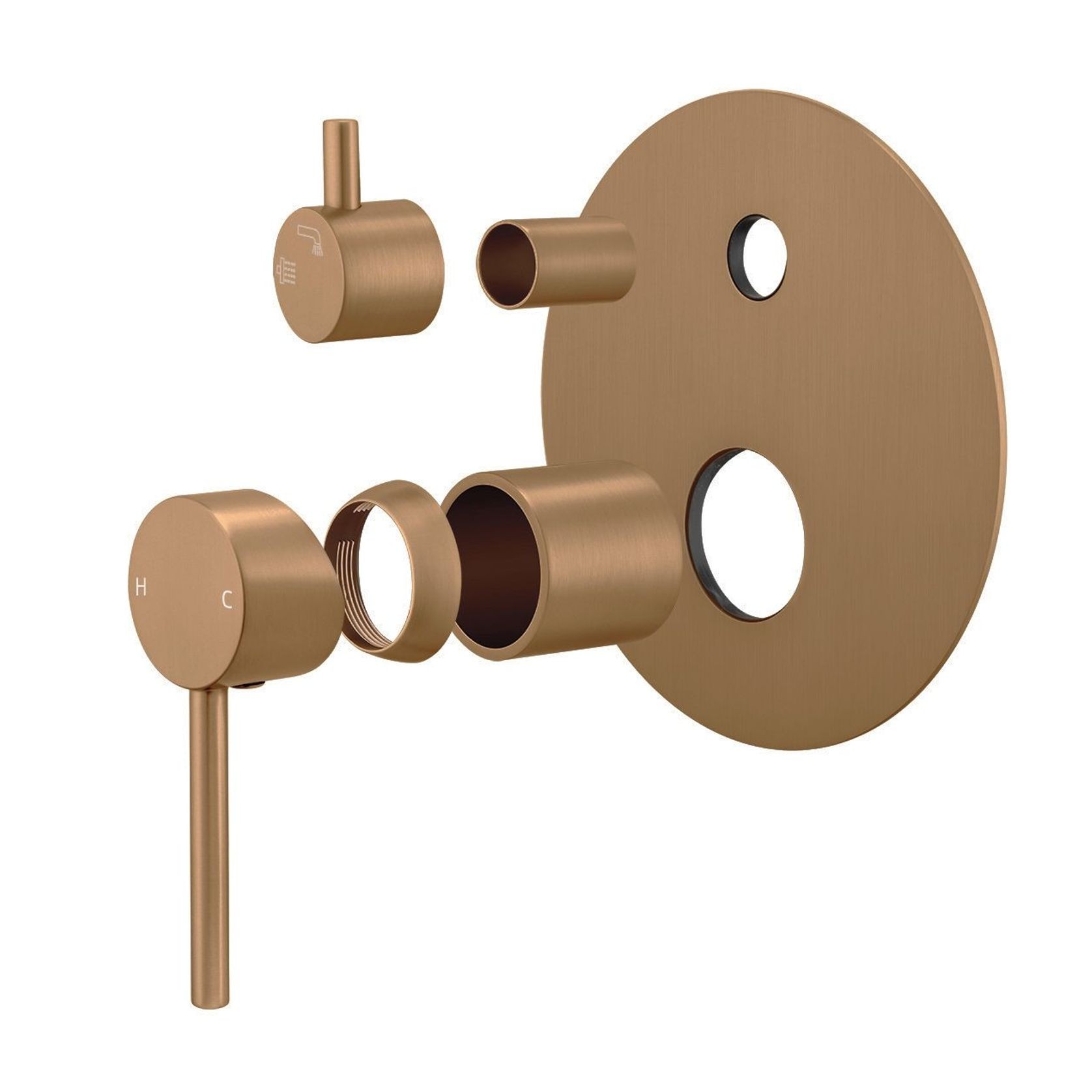 Lucid Pin Wall Mixer Diverter Trim Kit Brushed Copper gallery detail image
