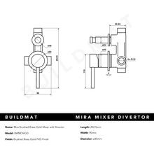 Mira Brushed Brass Gold Wall Mixer with divertor gallery detail image