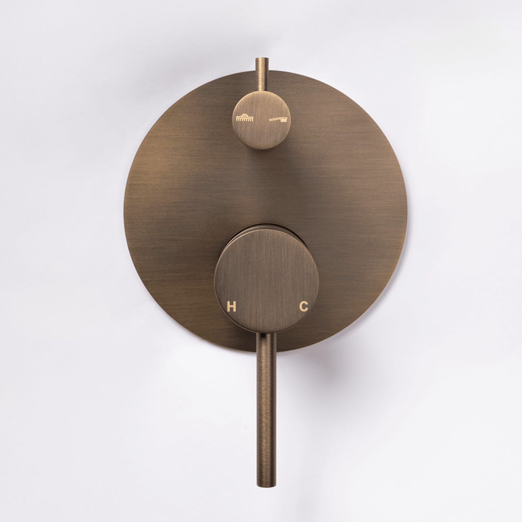 Mira Brushed Vintage Antique Brass Wall Mixer Divertor gallery detail image