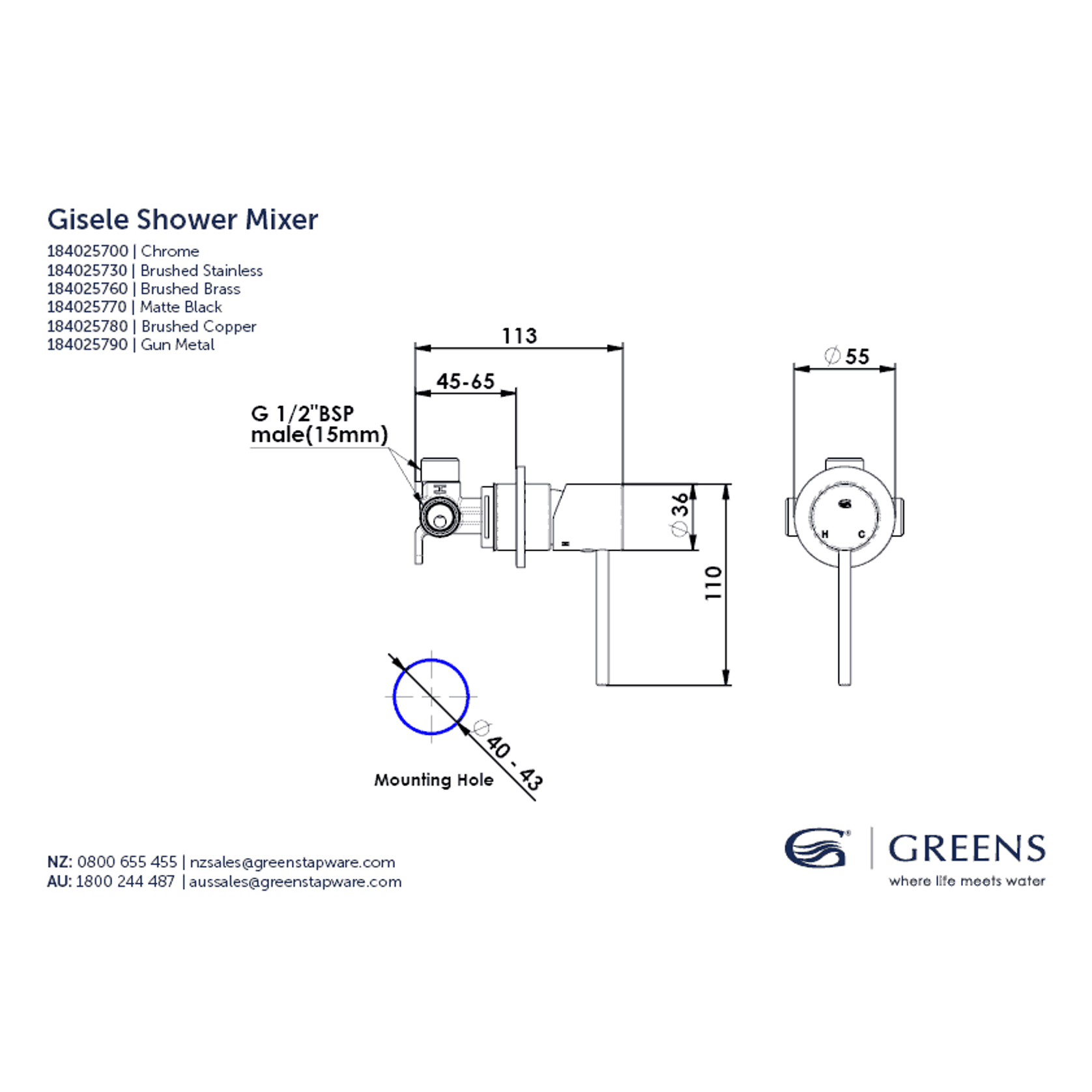 Gisele Shower Mixer gallery detail image