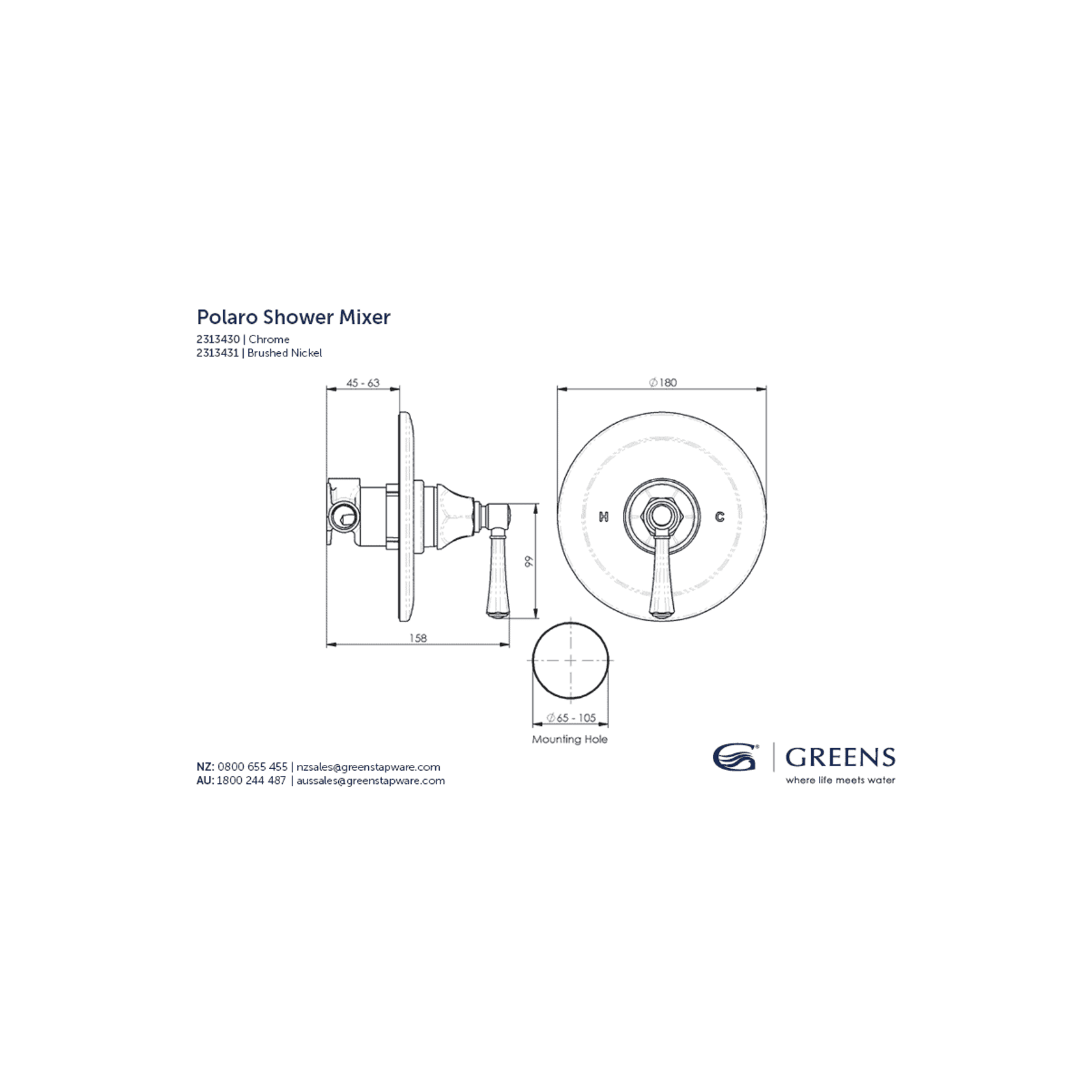 Polaro Shower Mixer gallery detail image