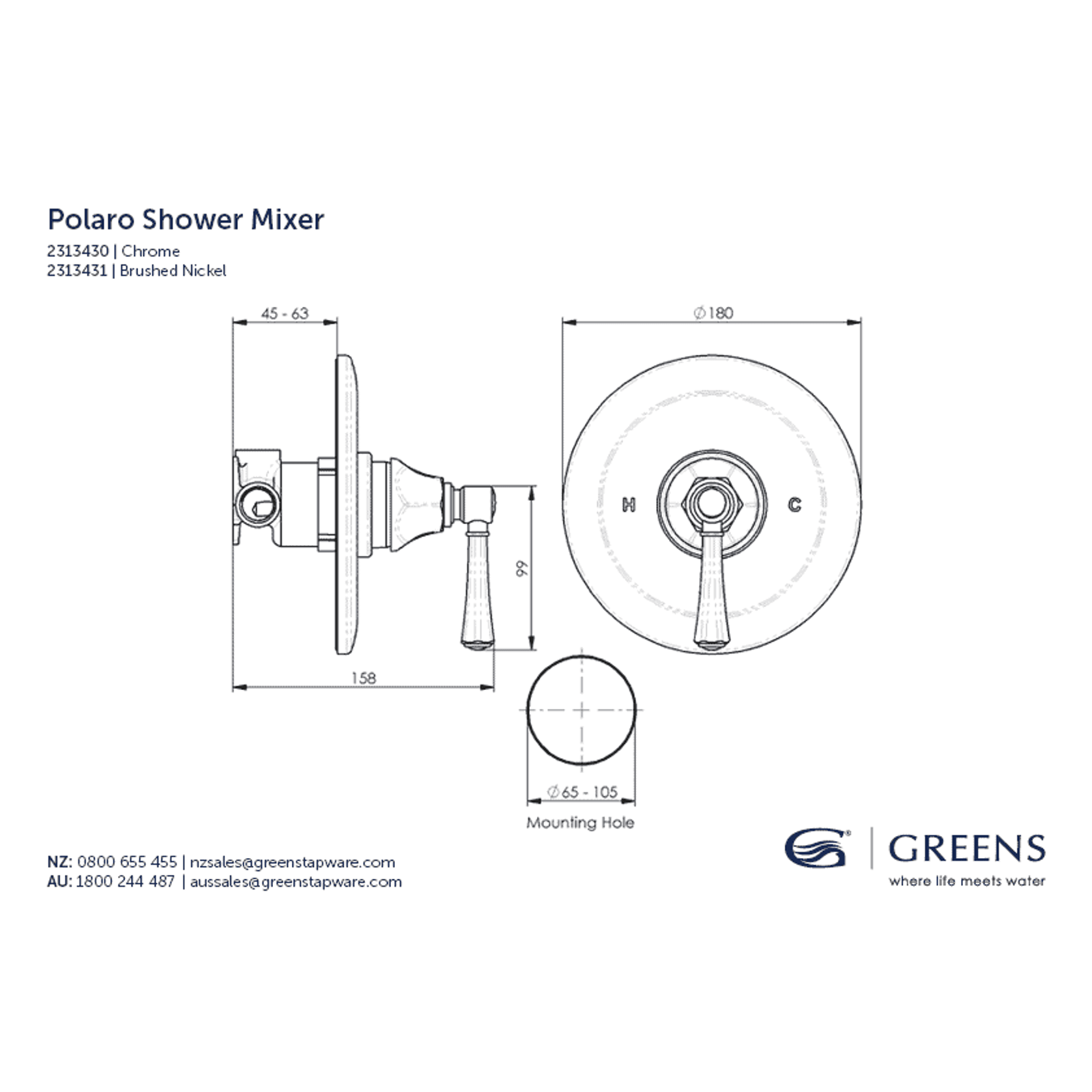 Polaro Shower Mixer gallery detail image