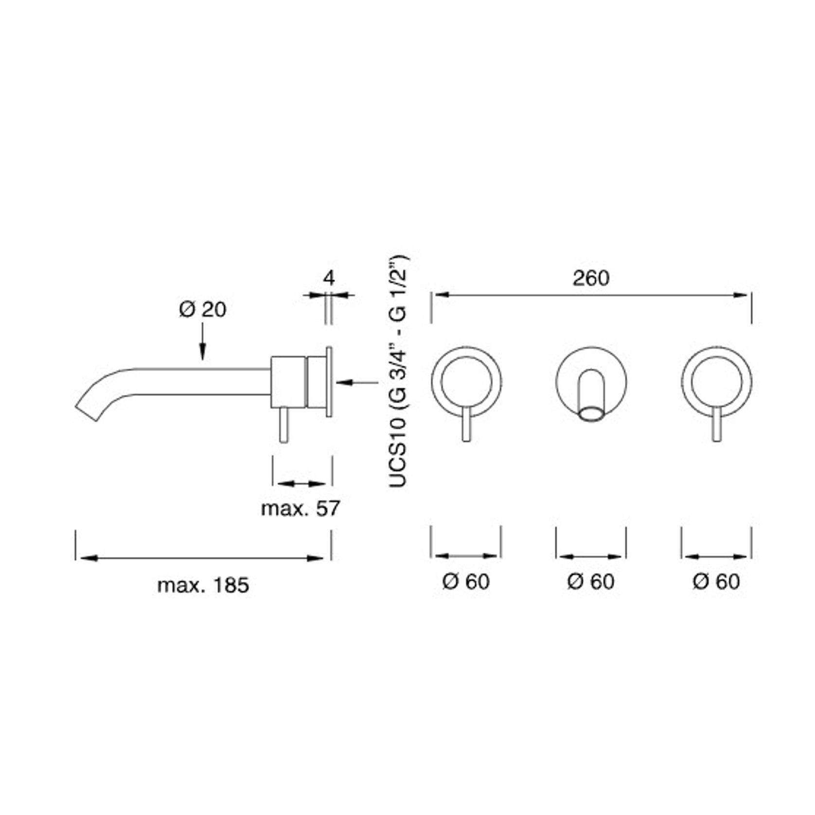 MILO 380 Wall Mounted Dual Mixer by CEA gallery detail image