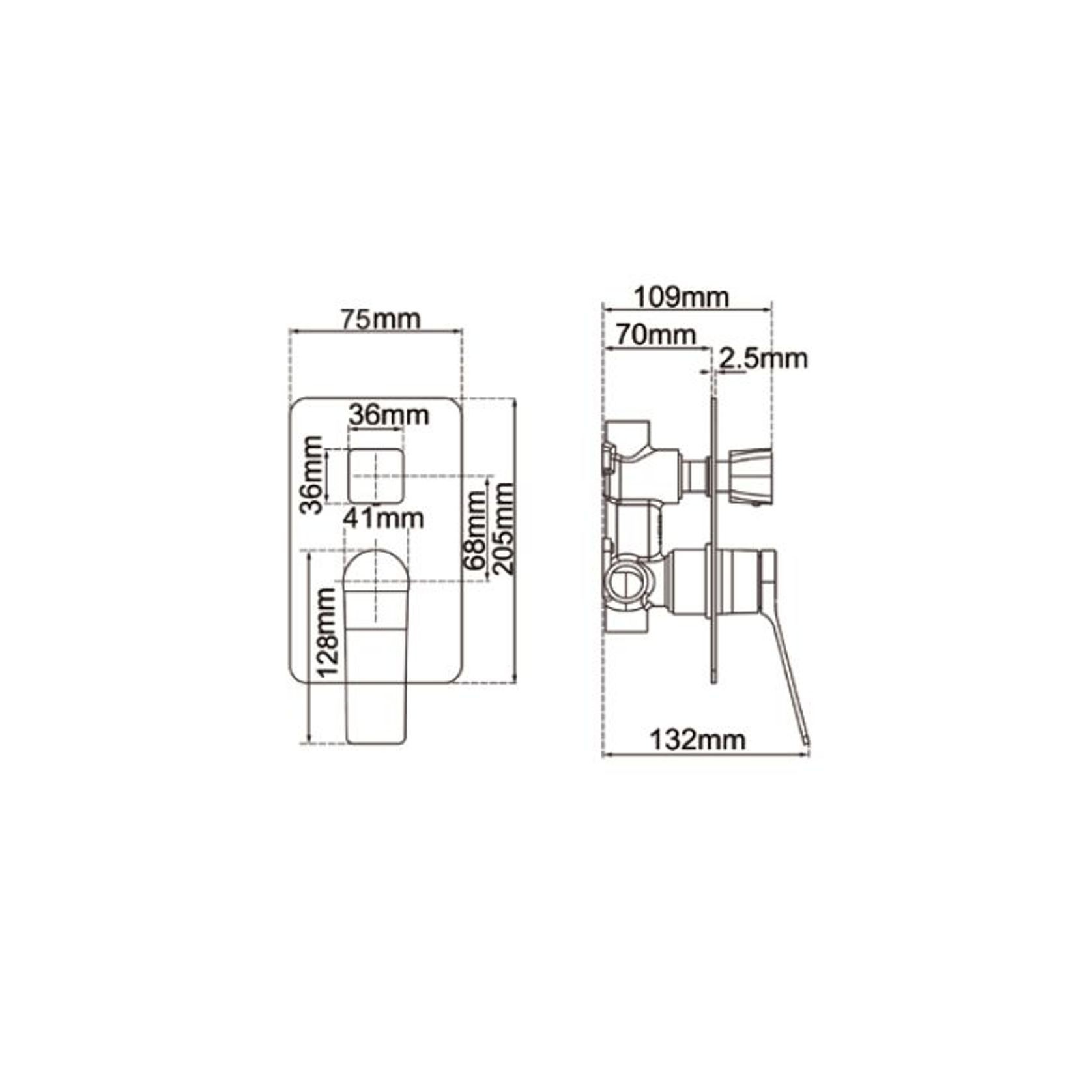 Rushy Wall Mixer with Diverter Gun Metal Grey gallery detail image